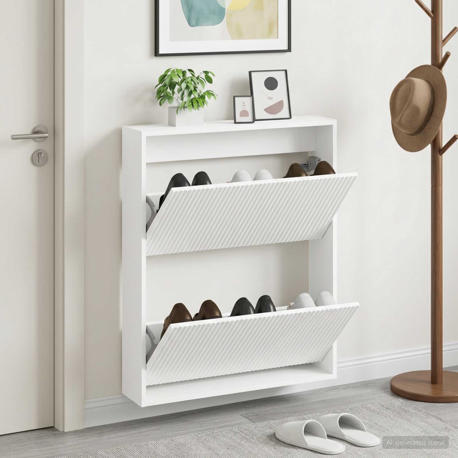 Mobiletto per Scarpe da Muro ARNHEM 71 x 17 x 86 cm Bianco