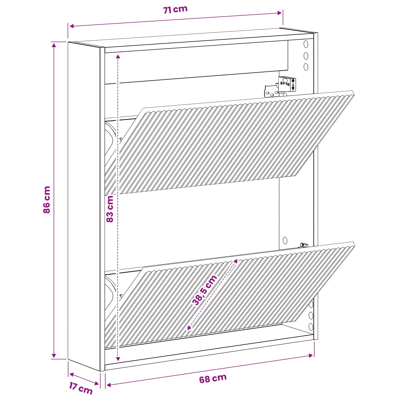 Mobiletto per Scarpe da Muro ARNHEM 71 x 17 x 86 cm