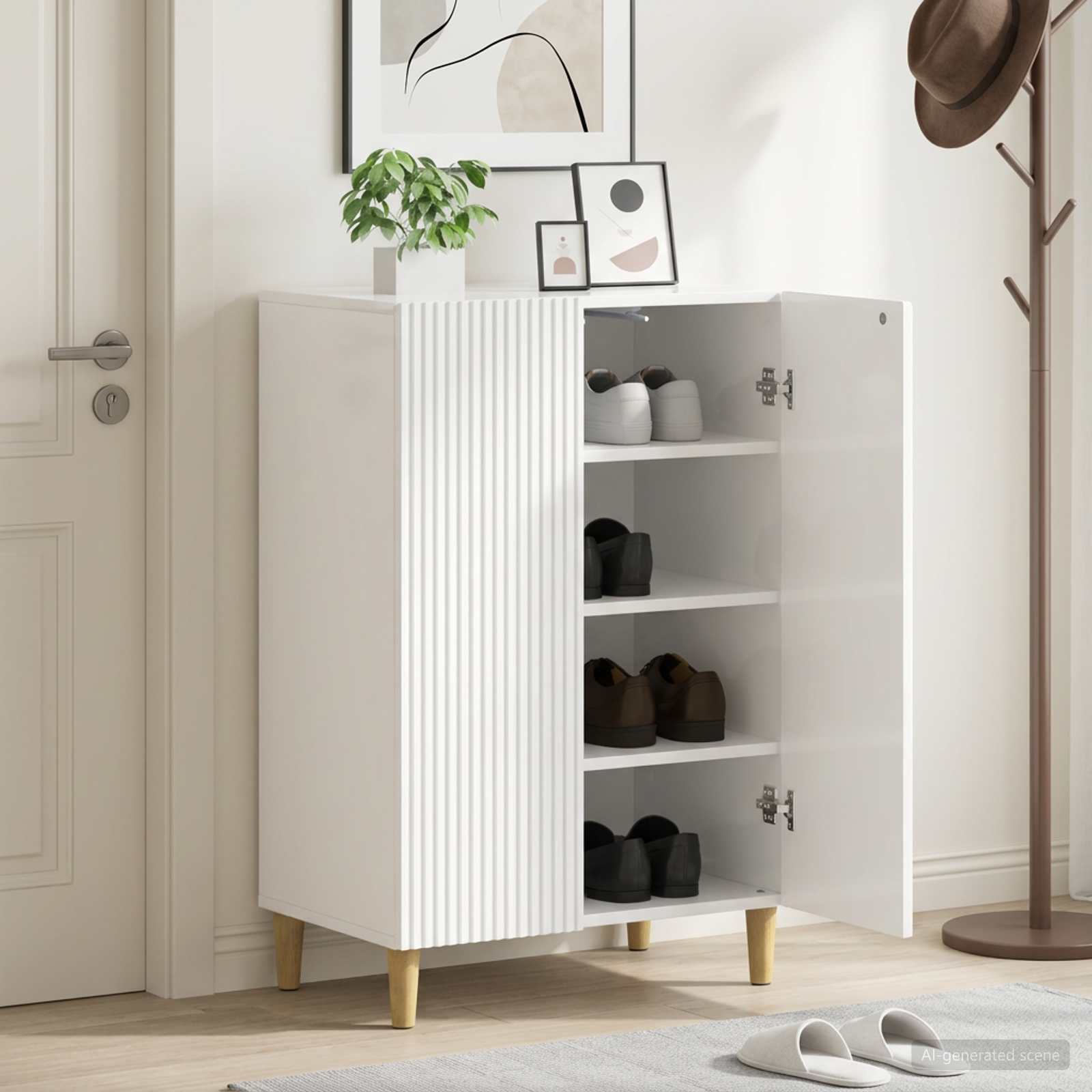 Mobile per scarpe ARNHEM 59,5 x 39,5 x 90 cm Bianco Lucido