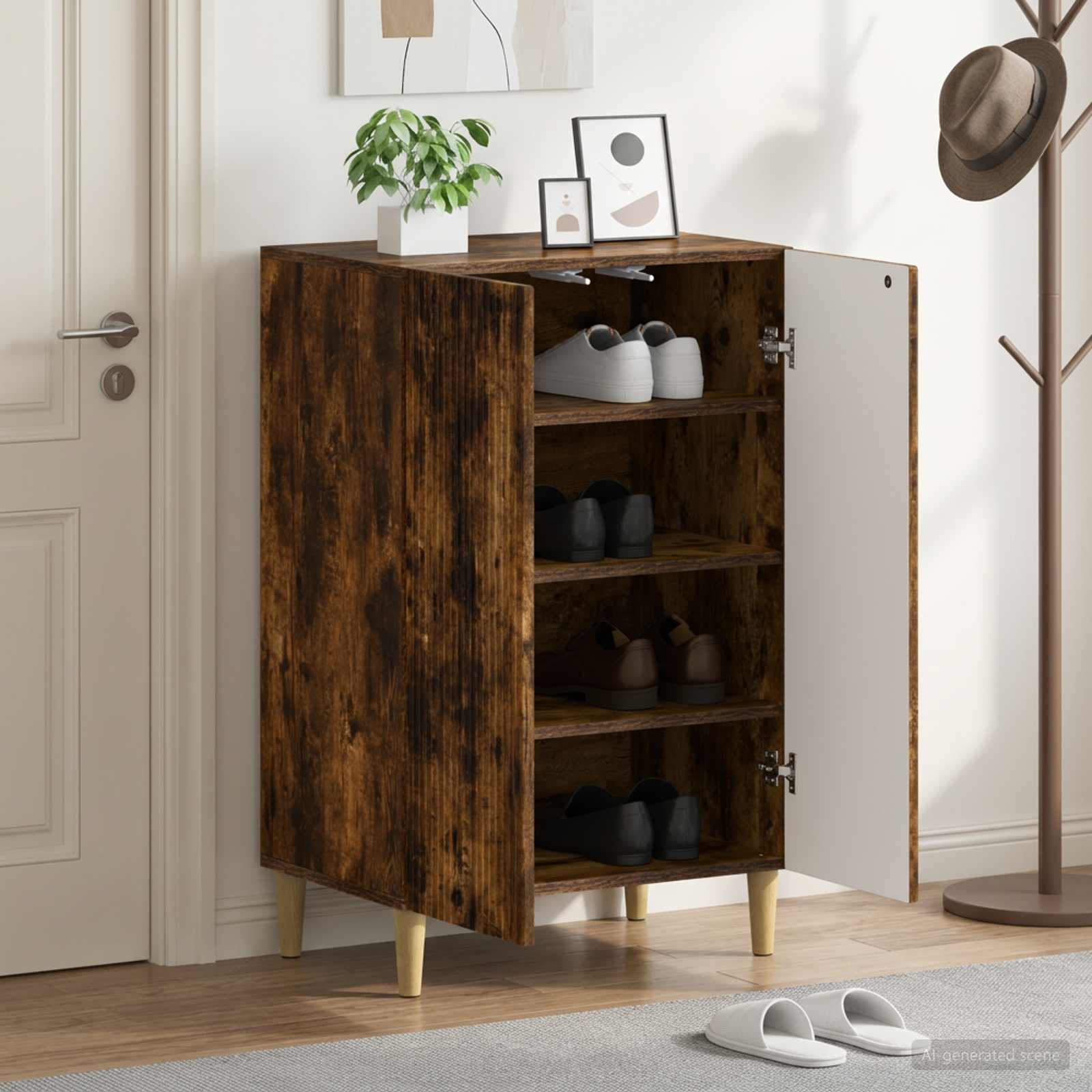 Mobile per scarpe ARNHEM 59,5 x 39,5 x 90 cm Rovere Fumo
