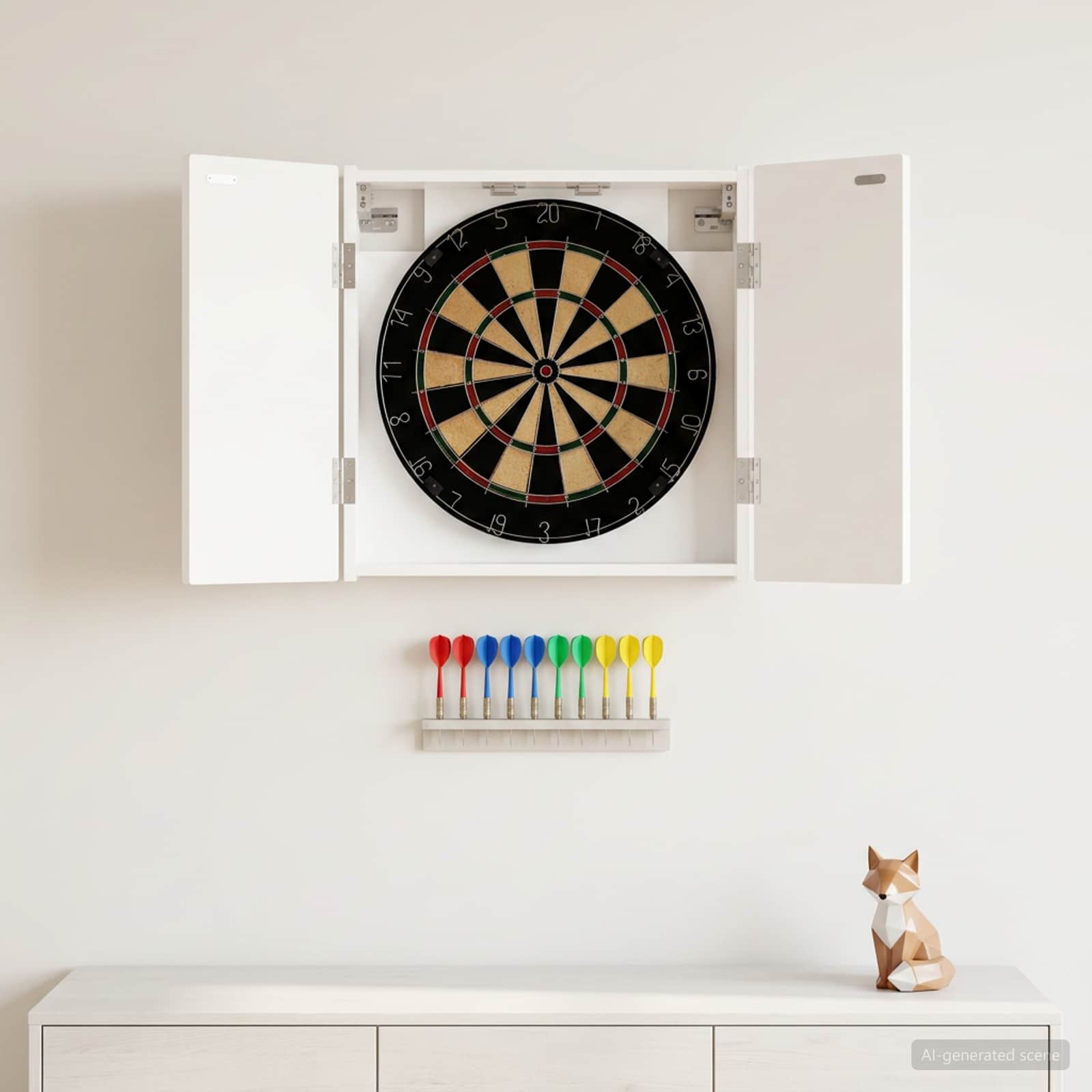 Armadio per Dartboard ARNHEM Bianco Lucido Legno ingegnerizzato