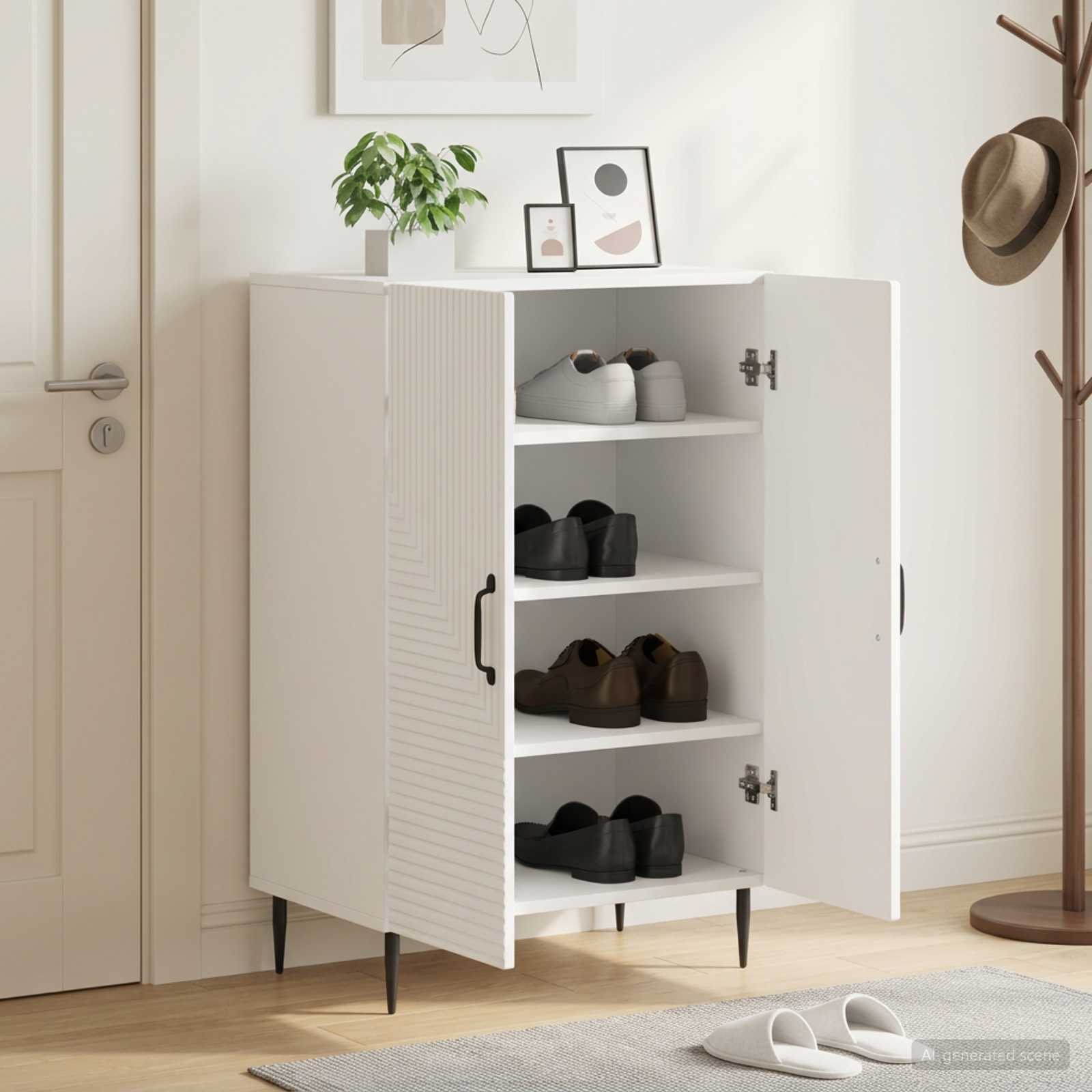 Mobile per scarpe HAARLEM 59,5 x 39,5 x 89,5 cm Bianco