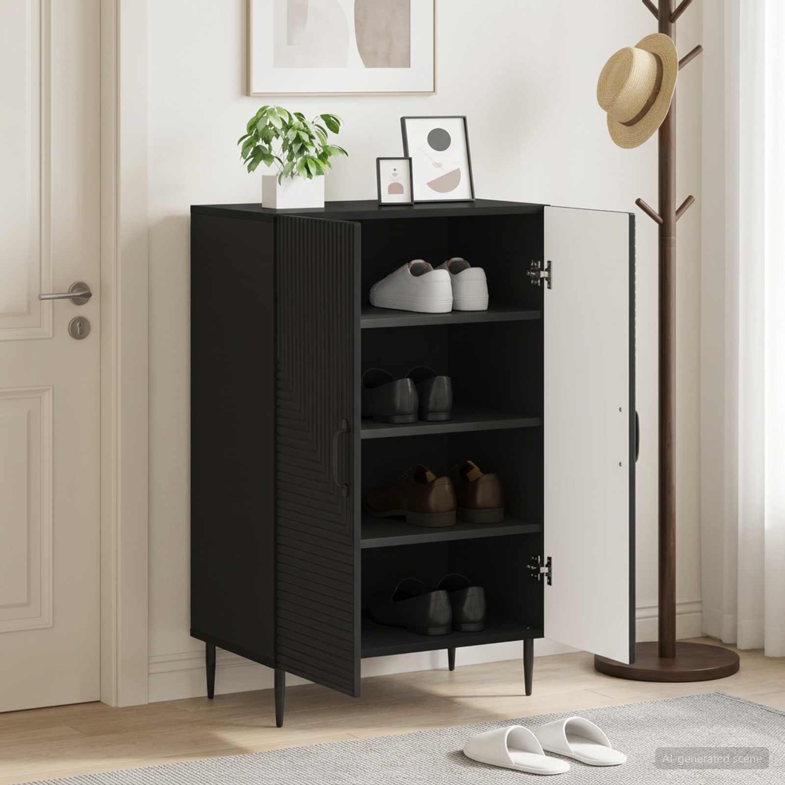 Mobile per scarpe HAARLEM 59,5 x 39,5 x 89,5 cm Nero