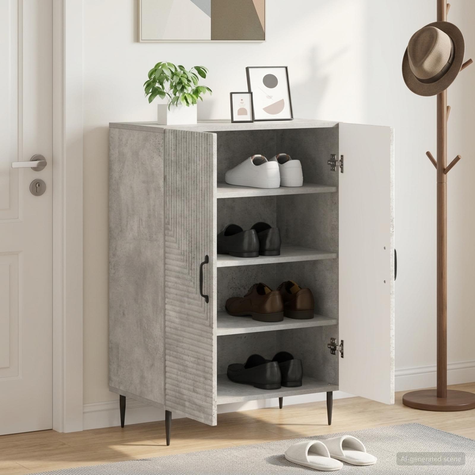 Mobile per scarpe HAARLEM 59,5 x 39,5 x 89,5 cm Grigio Cemento