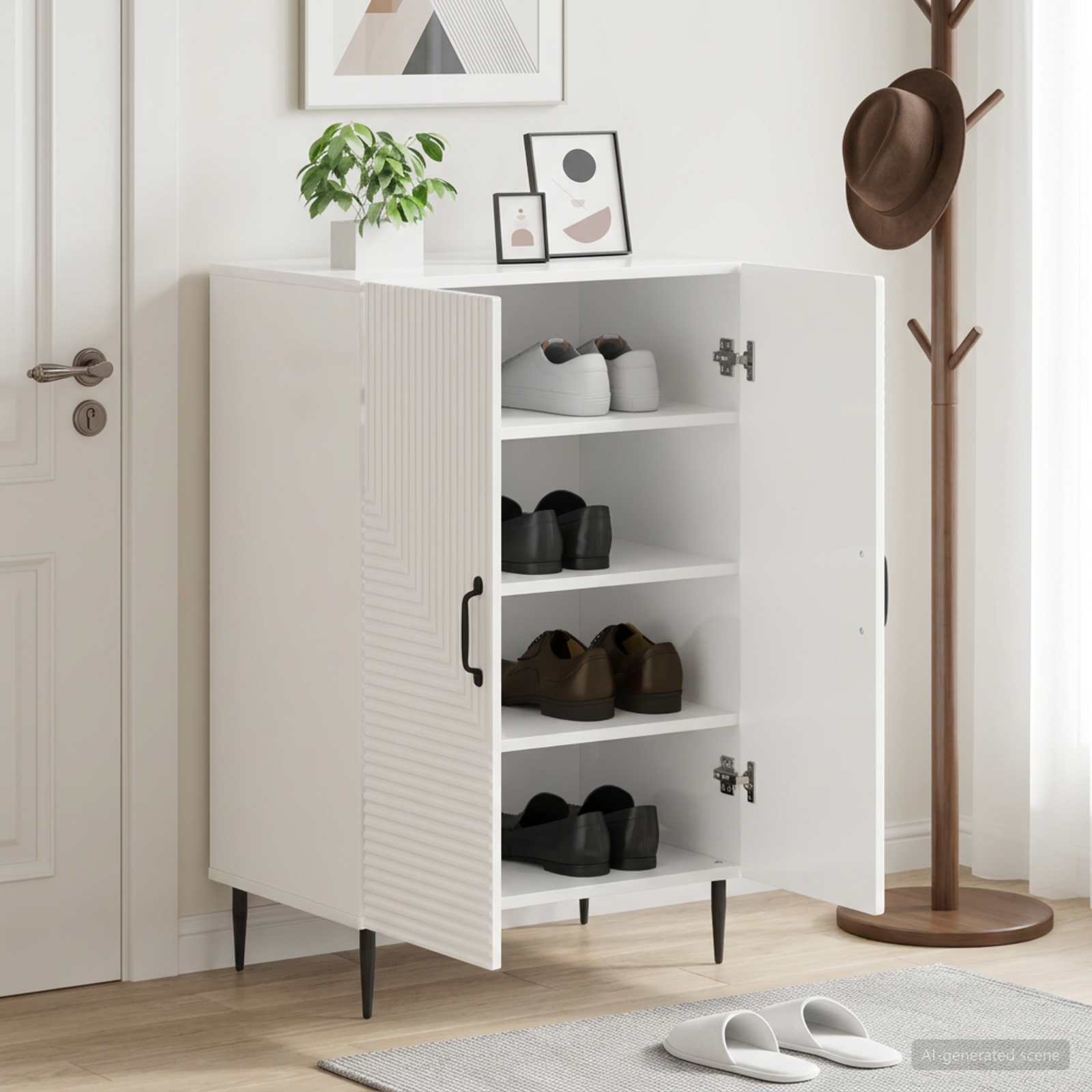 Mobile per scarpe HAARLEM 59,5 x 39,5 x 89,5 cm Bianco Lucido