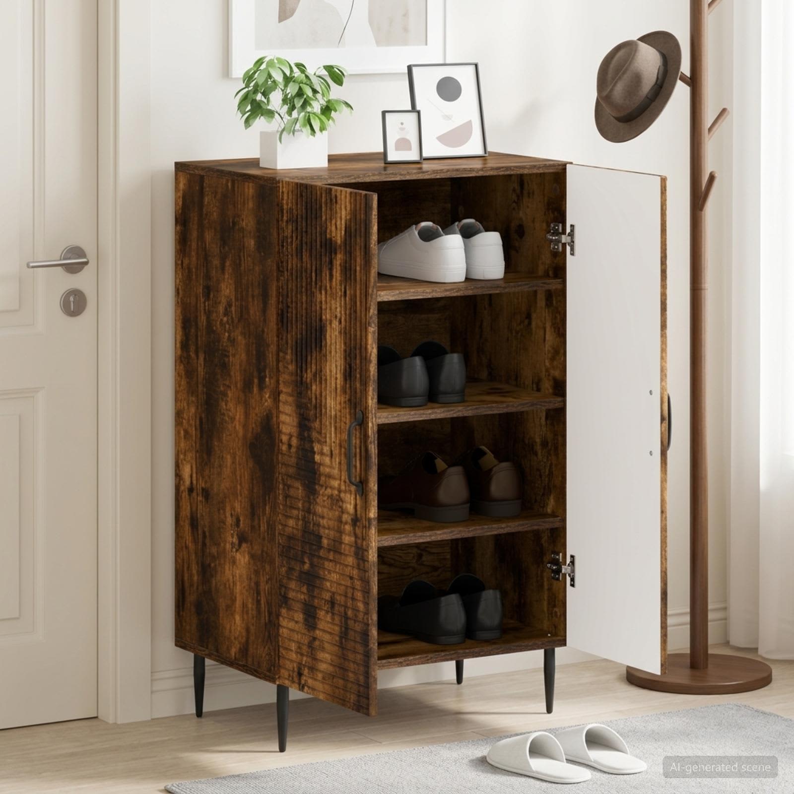 Mobile per scarpe HAARLEM 59,5 x 39,5 x 89,5 cm Rovere Fumo