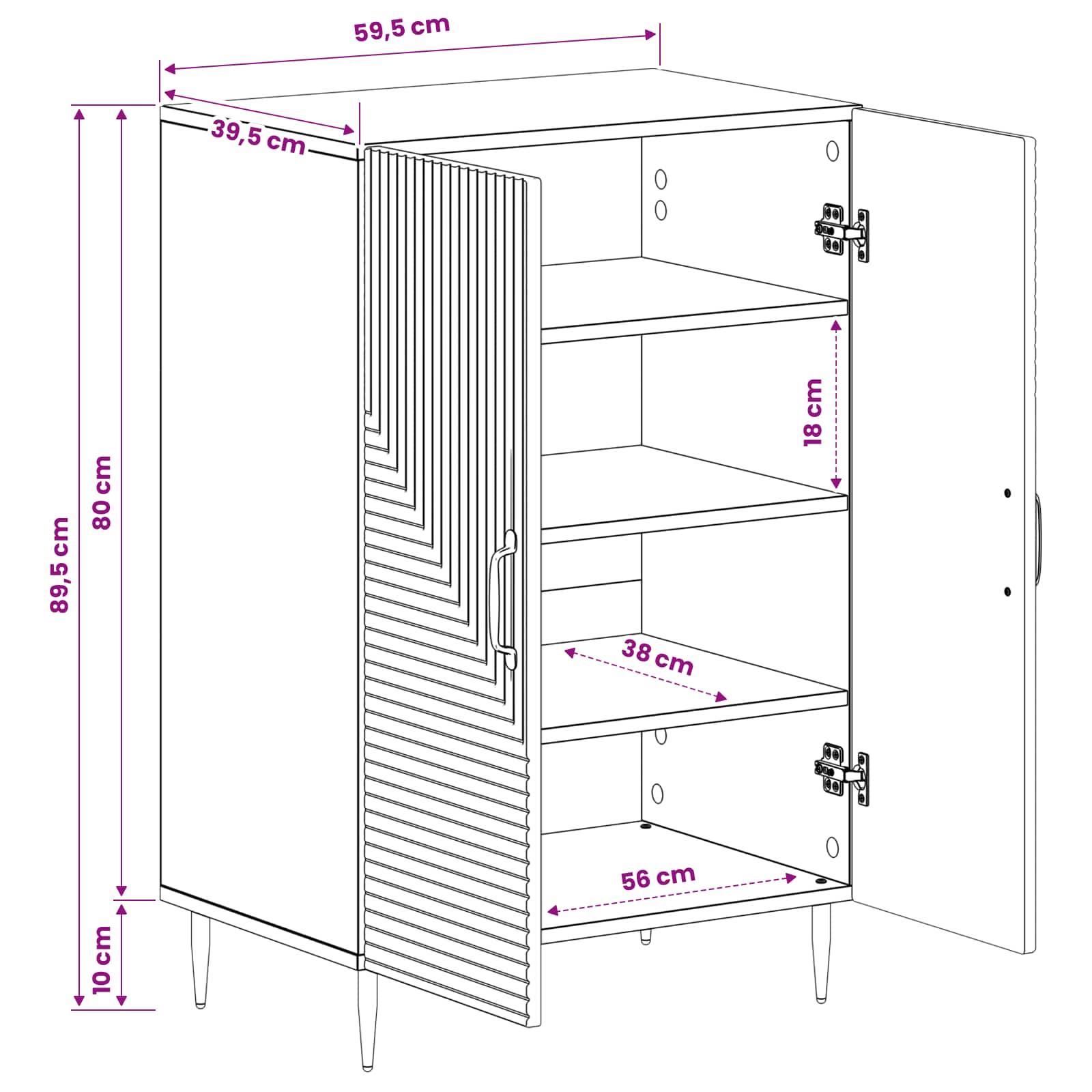 Mobile per scarpe HAARLEM 59,5 x 39,5 x 89,5 cm Rovere Fumo
