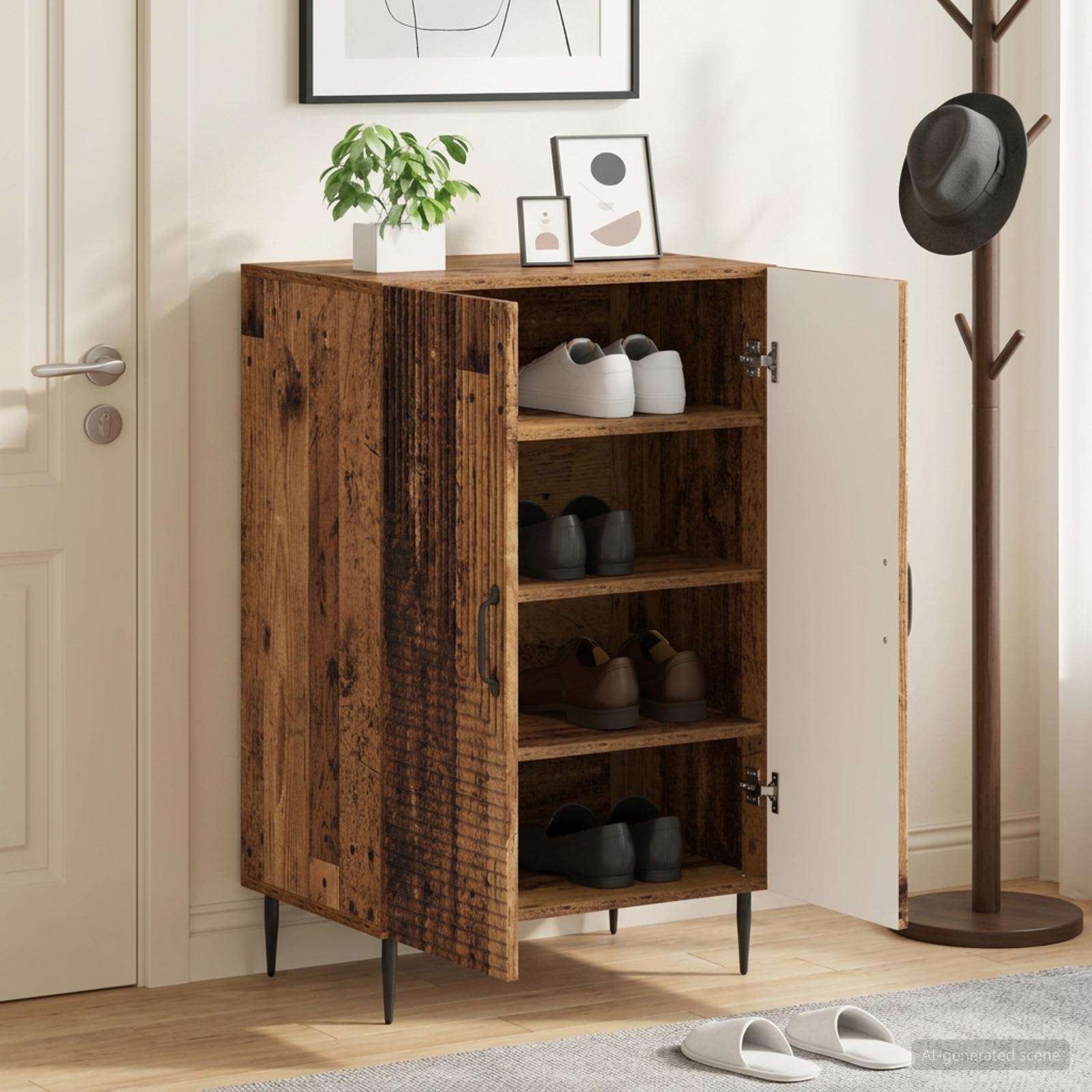 Mobile per scarpe HAARLEM 59,5 x 39,5 x 89,5 cm Legno antico