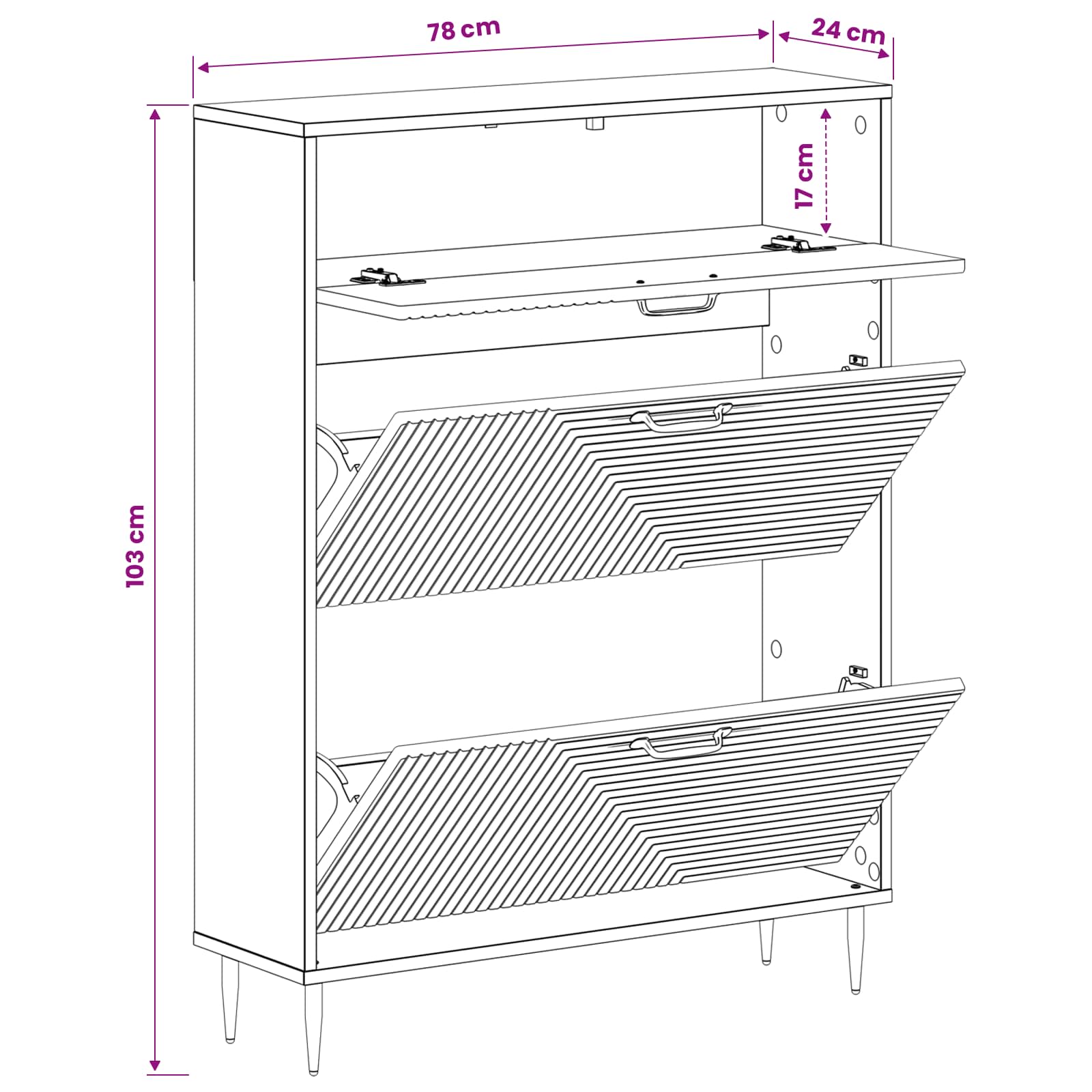 Mobile per scarpe HAARLEM 78 x 24 x 103 cm Legno ingegnerizzato