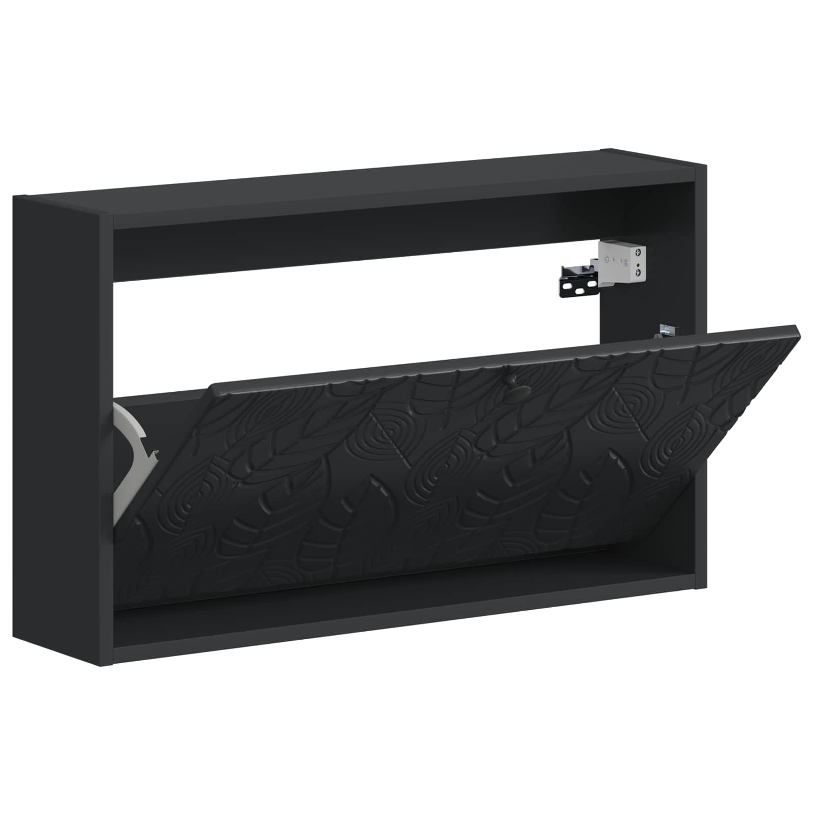 Mobiletto per Scarpe da Muro DELFT 71 x 17 x 43 cm Nero
