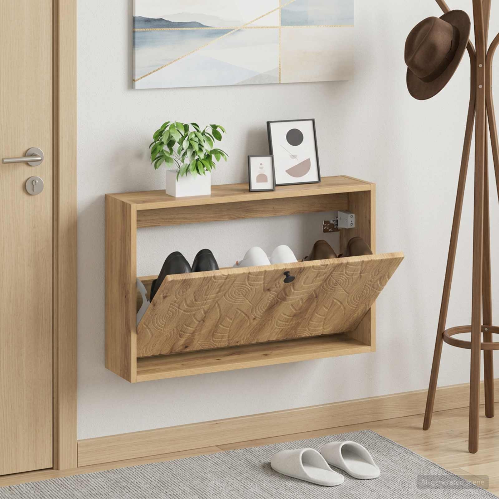 Mobiletto per Scarpe da Muro DELFT 71 x 17 x 43 cm