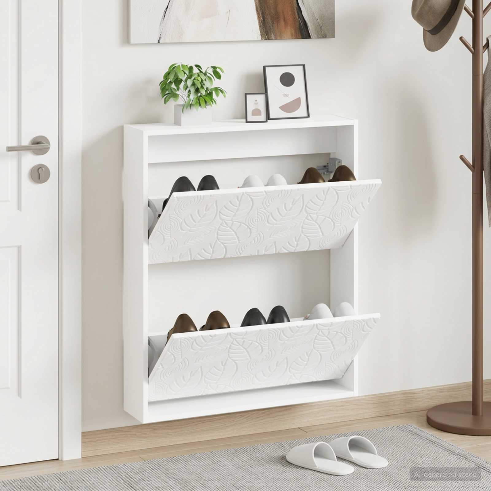 Mobiletto per Scarpe da Muro DELFT 71 x 17 x 86 cm Bianco