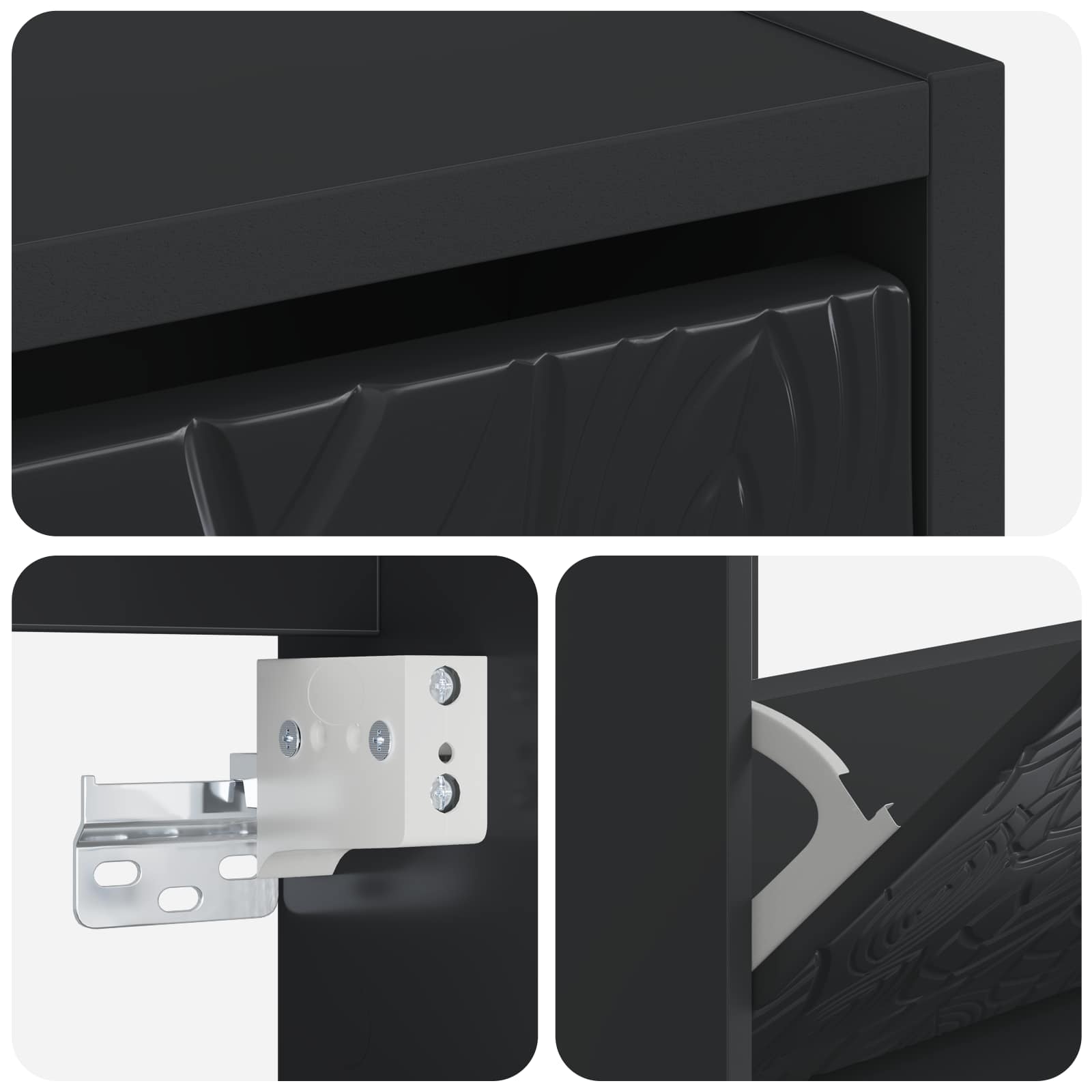 Mobiletto per Scarpe da Muro DELFT 71 x 17 x 86 cm Nero