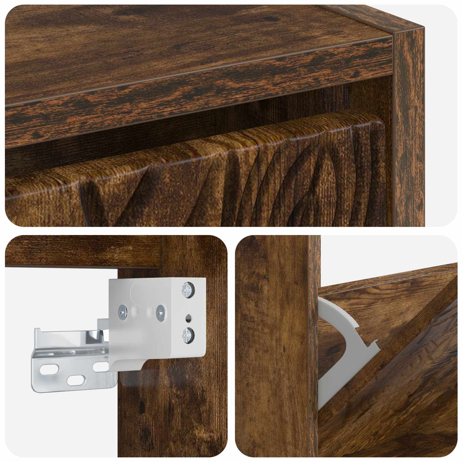 Mobiletto per Scarpe da Muro DELFT 71 x 17 x 86 cm Rovere Fumo