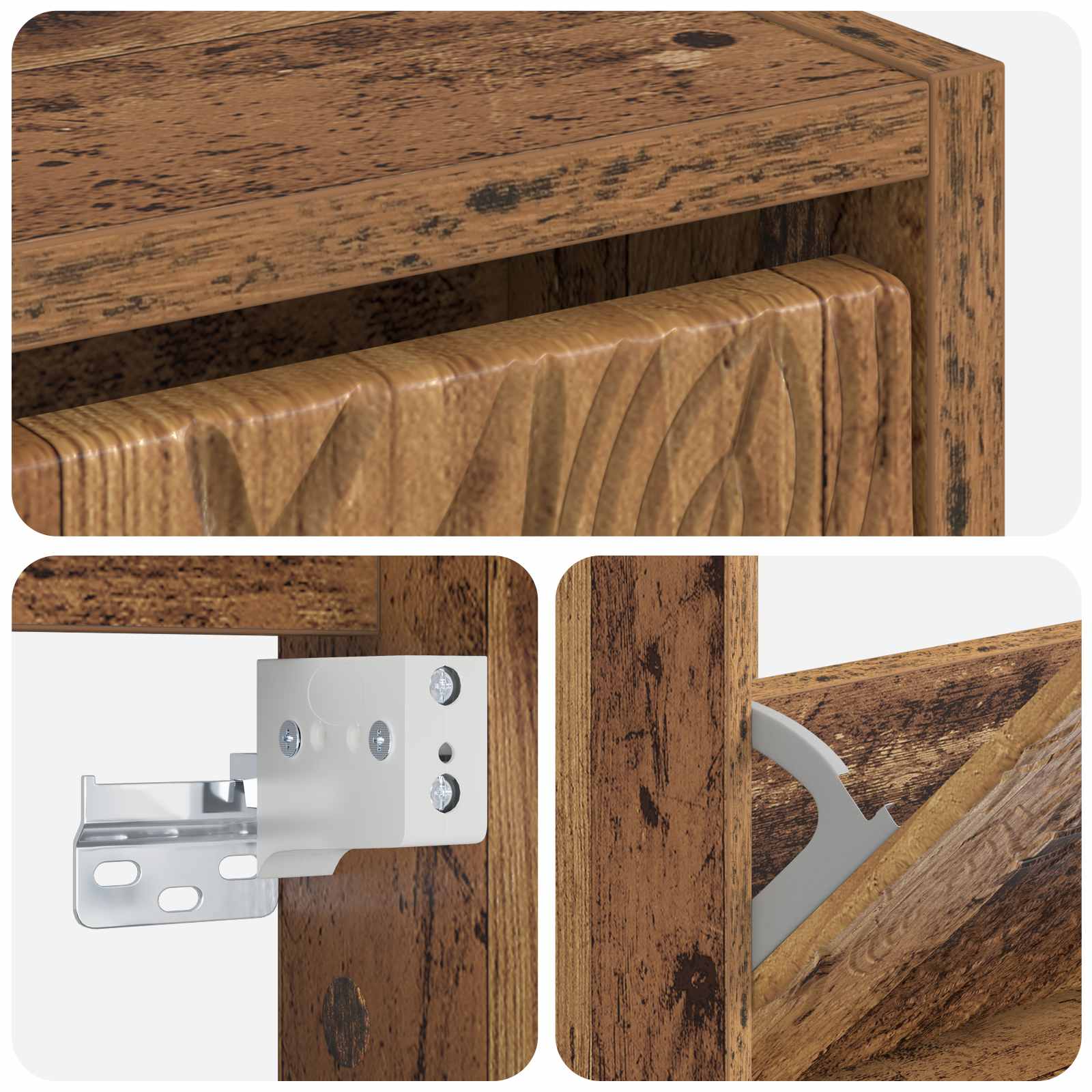 Mobiletto per Scarpe da Muro DELFT 71 x 17 x 86 cm Legno antico