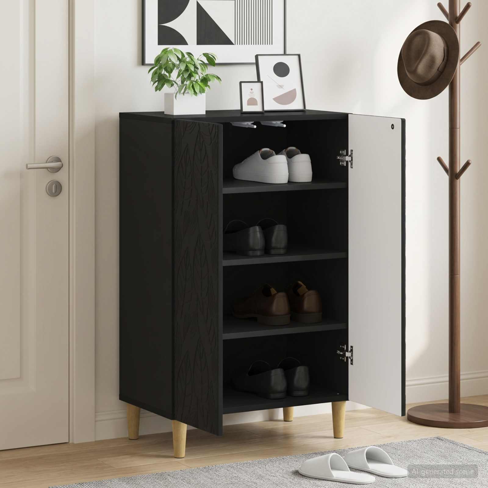 Mobile per scarpe DELFT 59,5 x 39,5 x 90 cm Nero