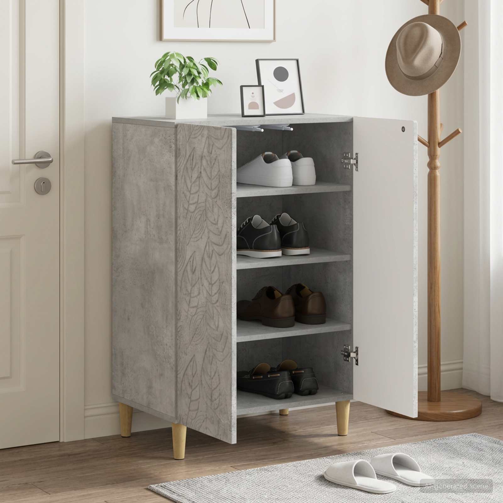 Mobile per scarpe DELFT 59,5 x 39,5 x 90 cm Grigio Cemento