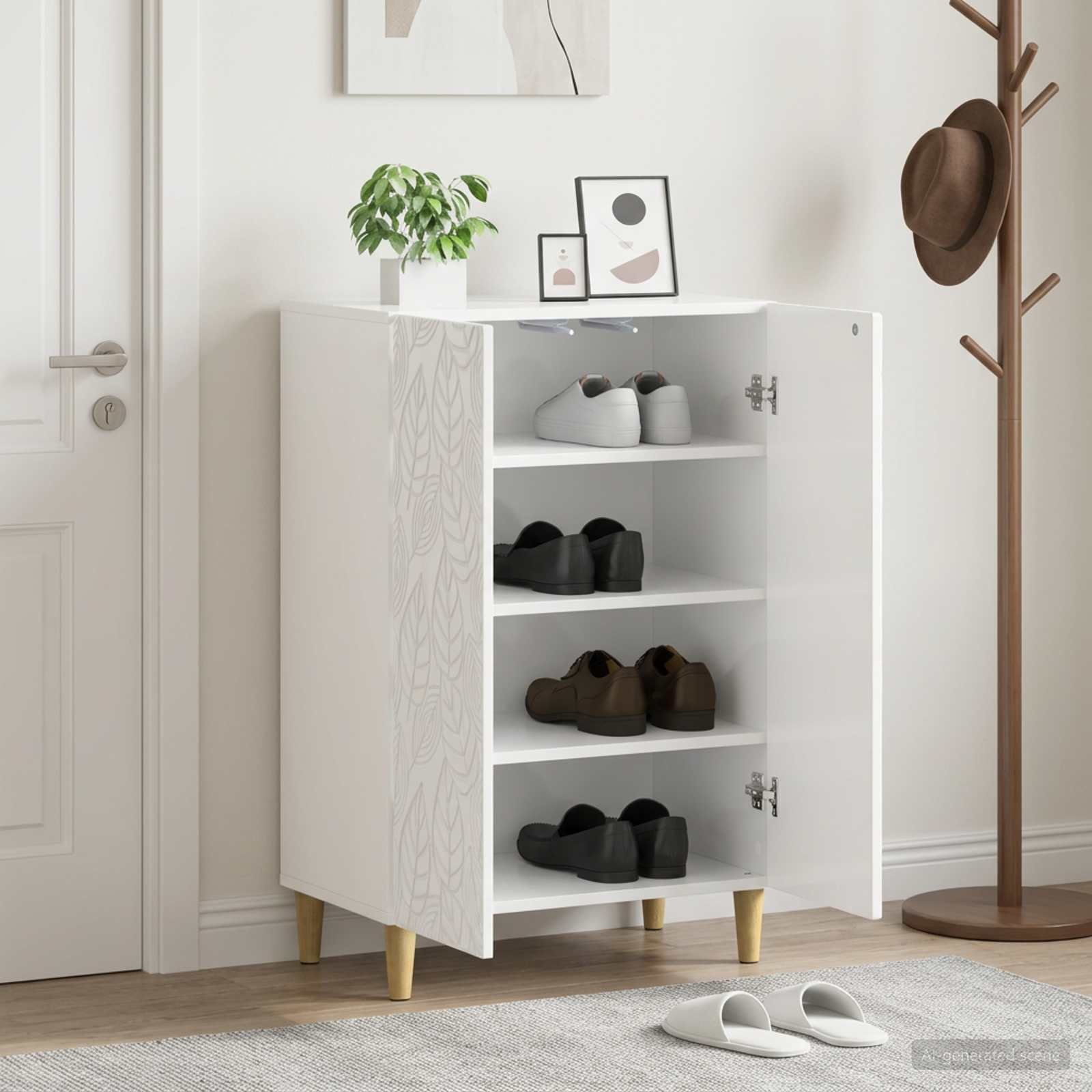 Mobile per scarpe DELFT 59,5 x 39,5 x 90 cm Bianco Lucido
