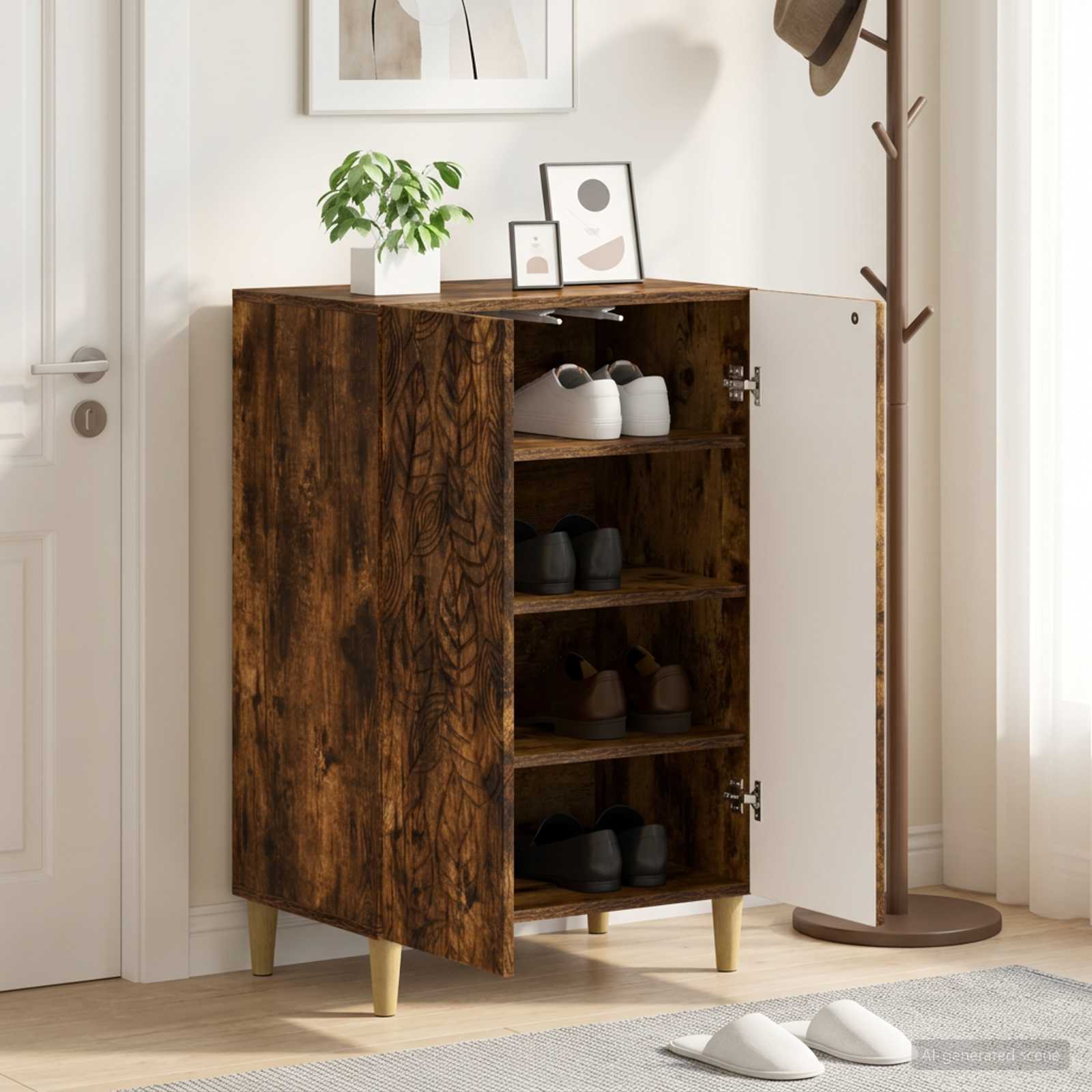 Mobile per scarpe DELFT 59,5 x 39,5 x 90 cm Rovere Fumo