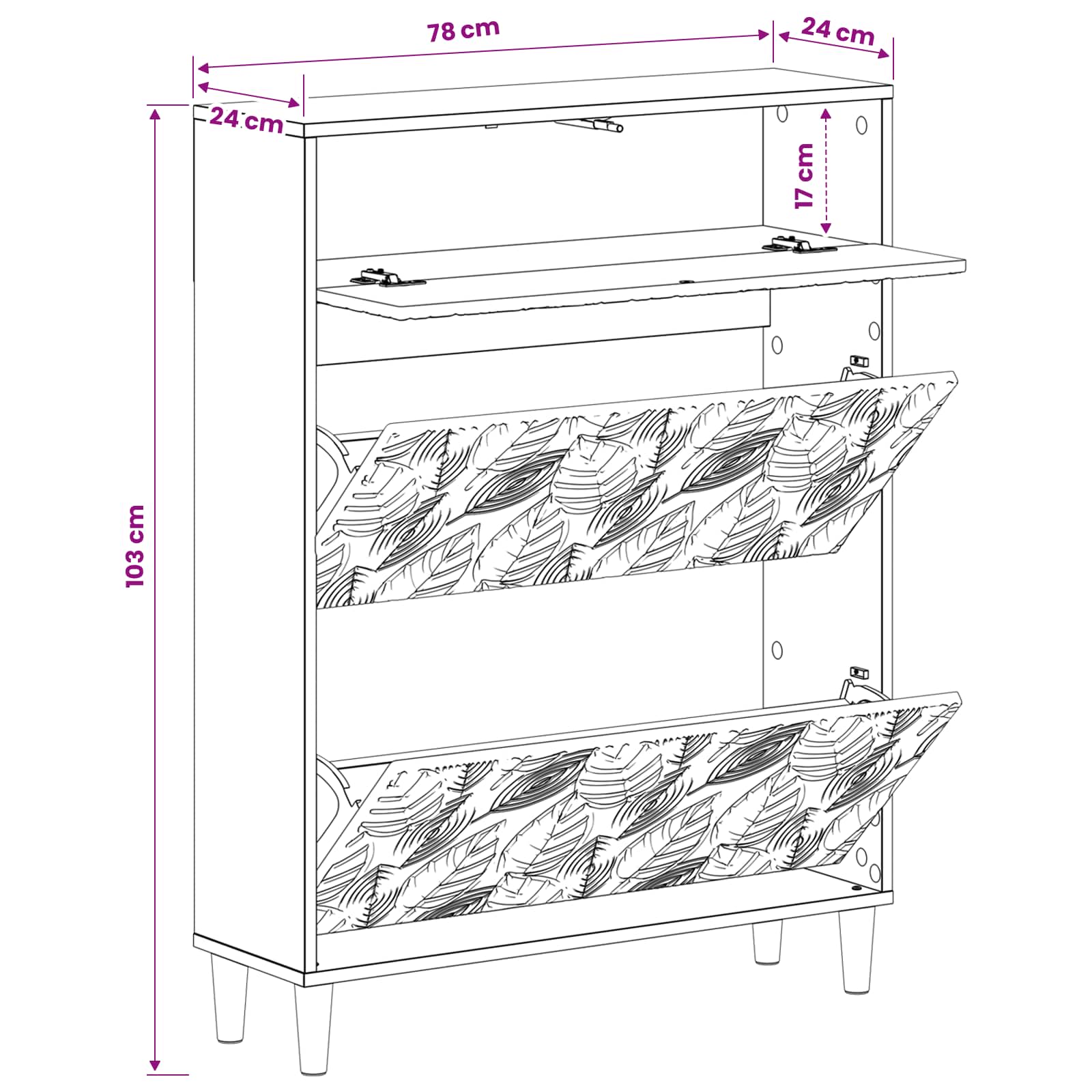 Mobile per scarpe DELFT 78 x 24 x 103 cm Legno ingegnerizzato