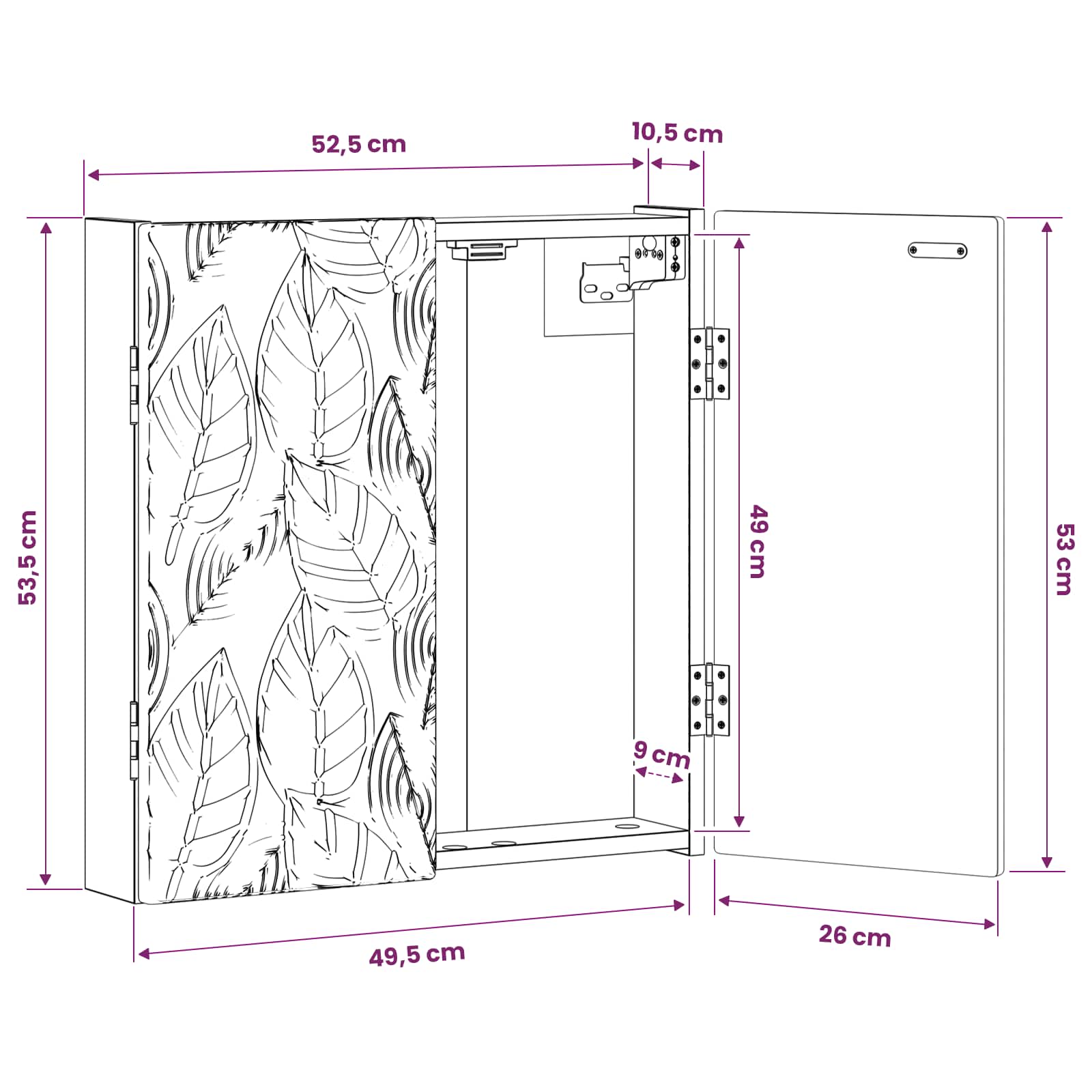 Armadio per Dartboard DELFT Legno antico 52,5 x 10,5 x 53,5 cm