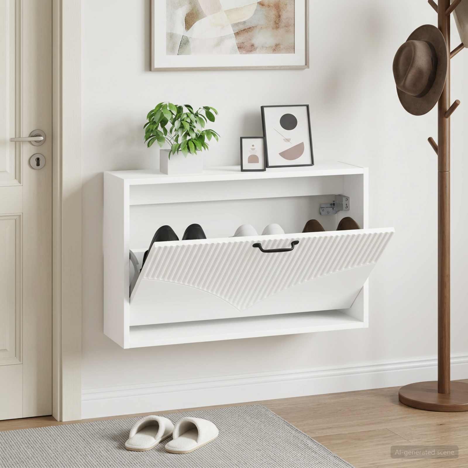 Mobiletto per Scarpe da Muro HOORN 71 x 17 x 43 cm Bianco