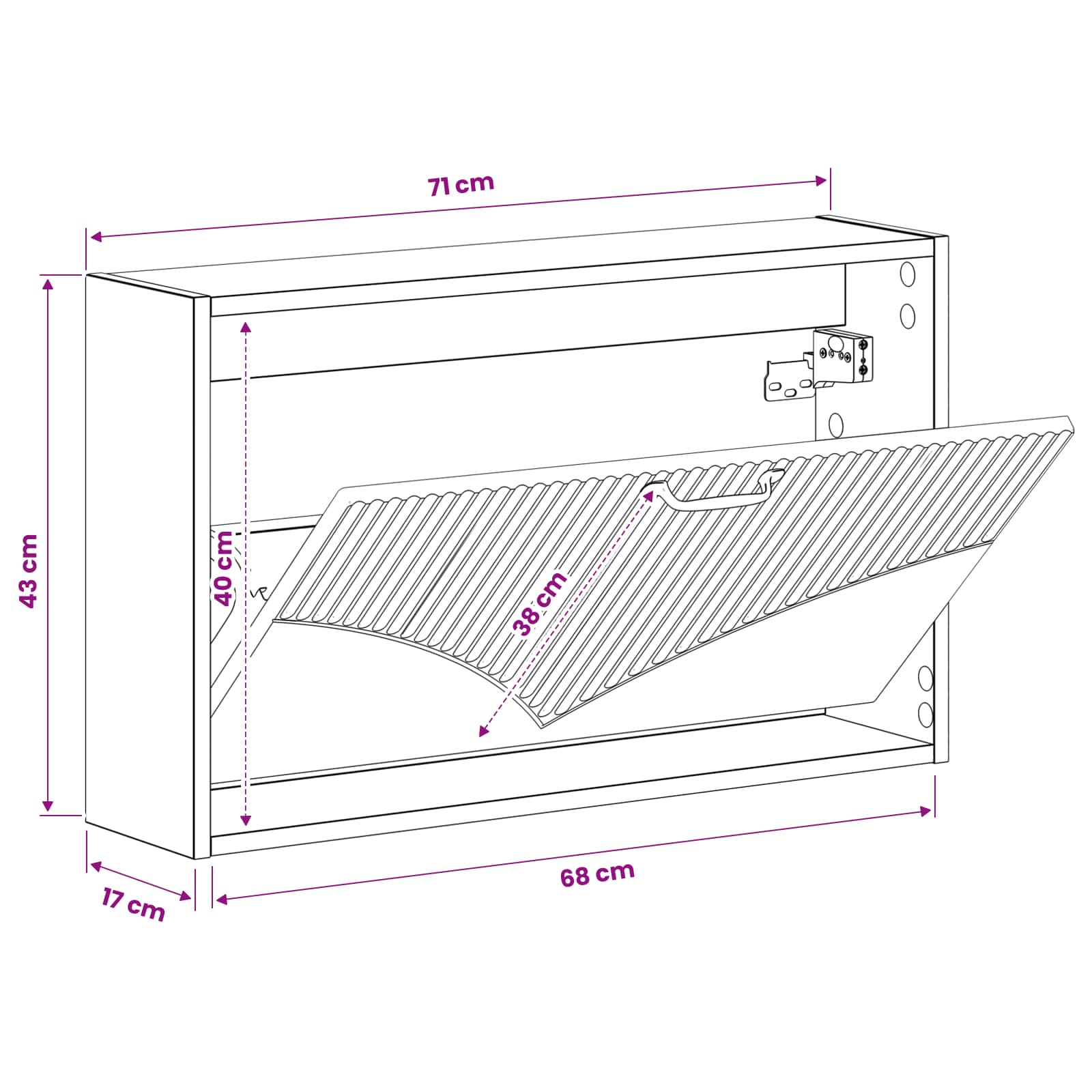 Mobiletto per Scarpe da Muro HOORN 71 x 17 x 43 cm