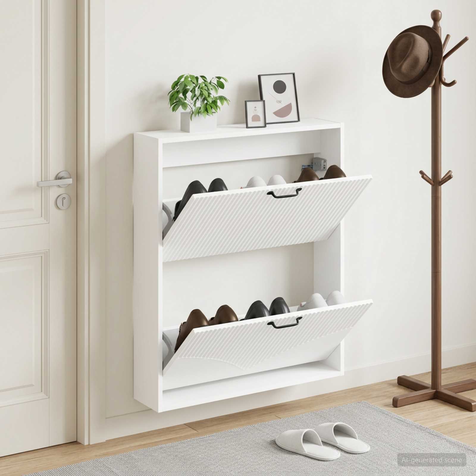 Mobiletto per Scarpe da Muro HOORN 71 x 17 x 86 cm Bianco