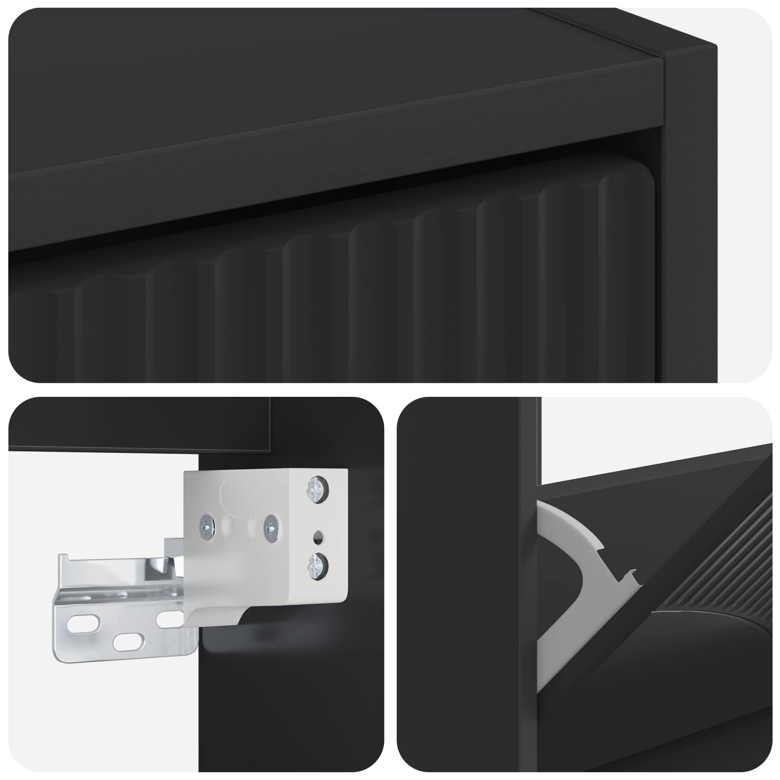 Mobiletto per Scarpe da Muro HOORN 71 x 17 x 86 cm Nero