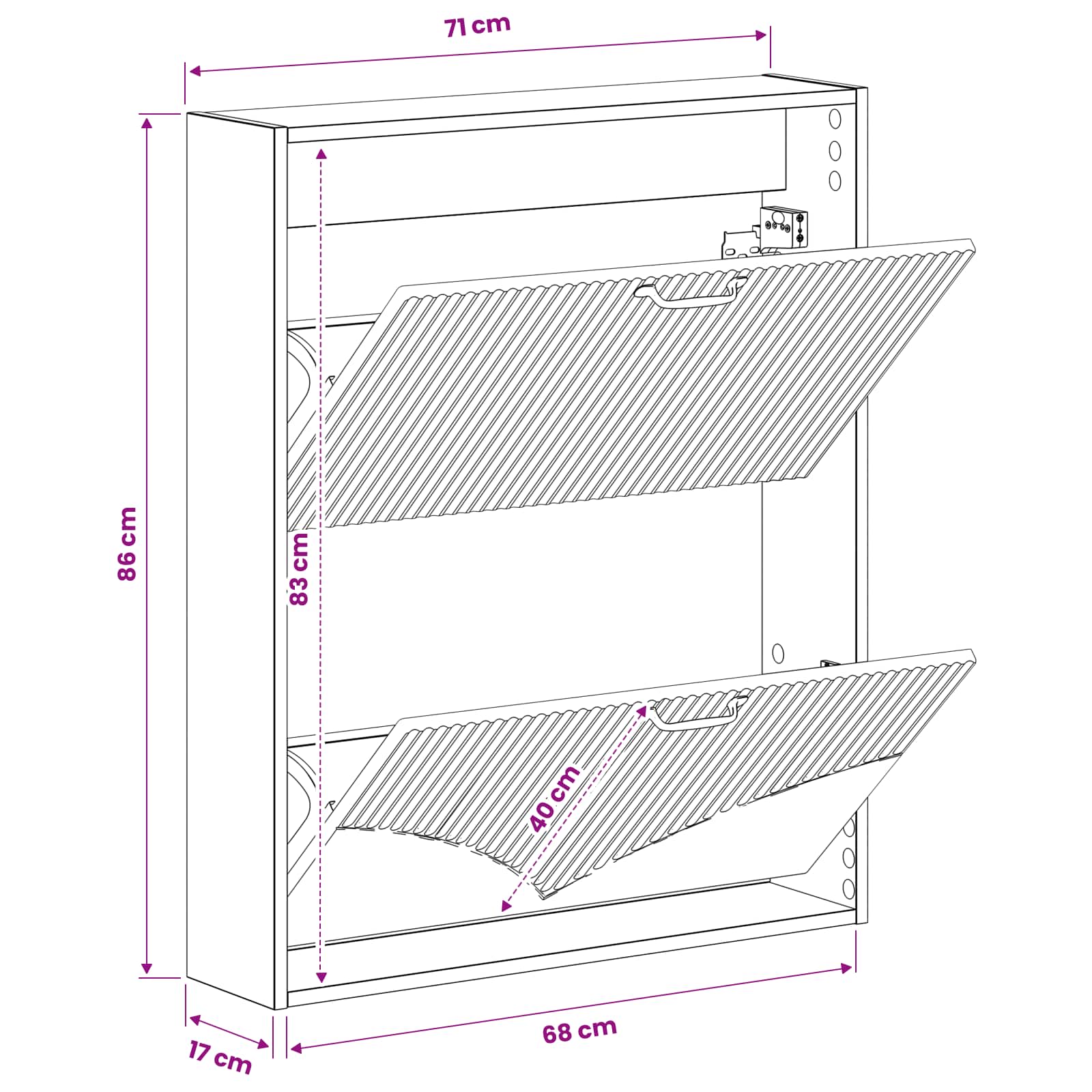 Mobiletto per Scarpe da Muro HOORN 71 x 17 x 86 cm