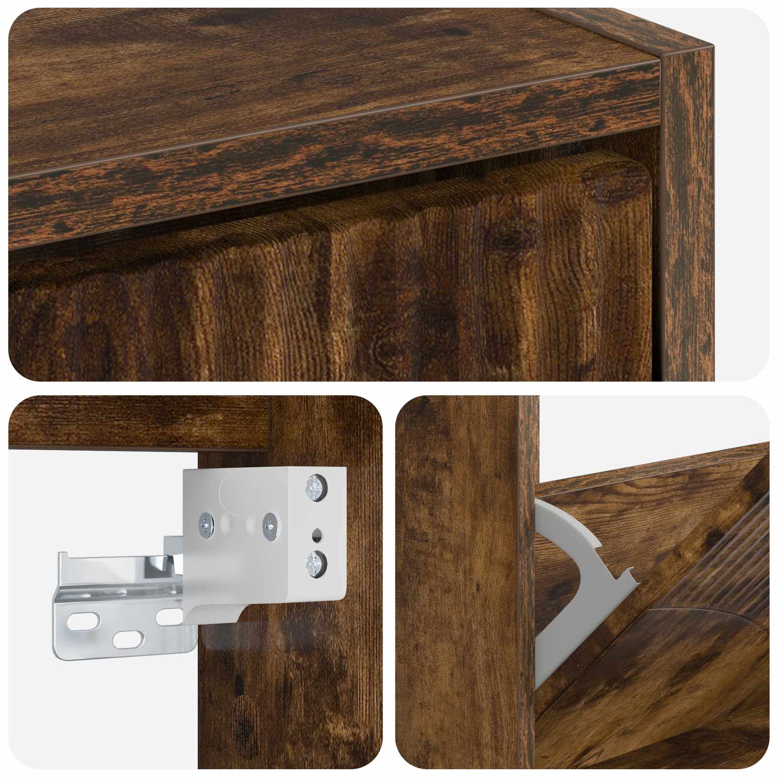 Mobiletto per Scarpe da Muro HOORN 71 x 17 x 86 cm Rovere Fumo
