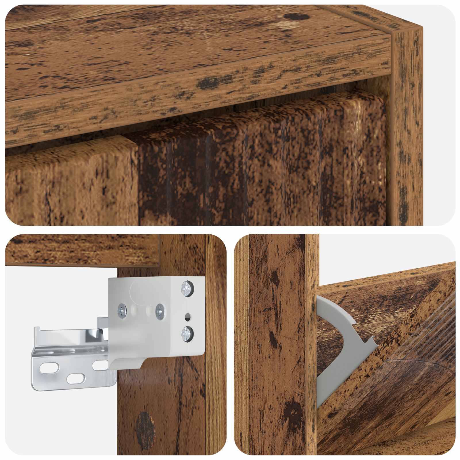 Mobiletto per Scarpe da Muro HOORN 71 x 17 x 86 cm Legno antico
