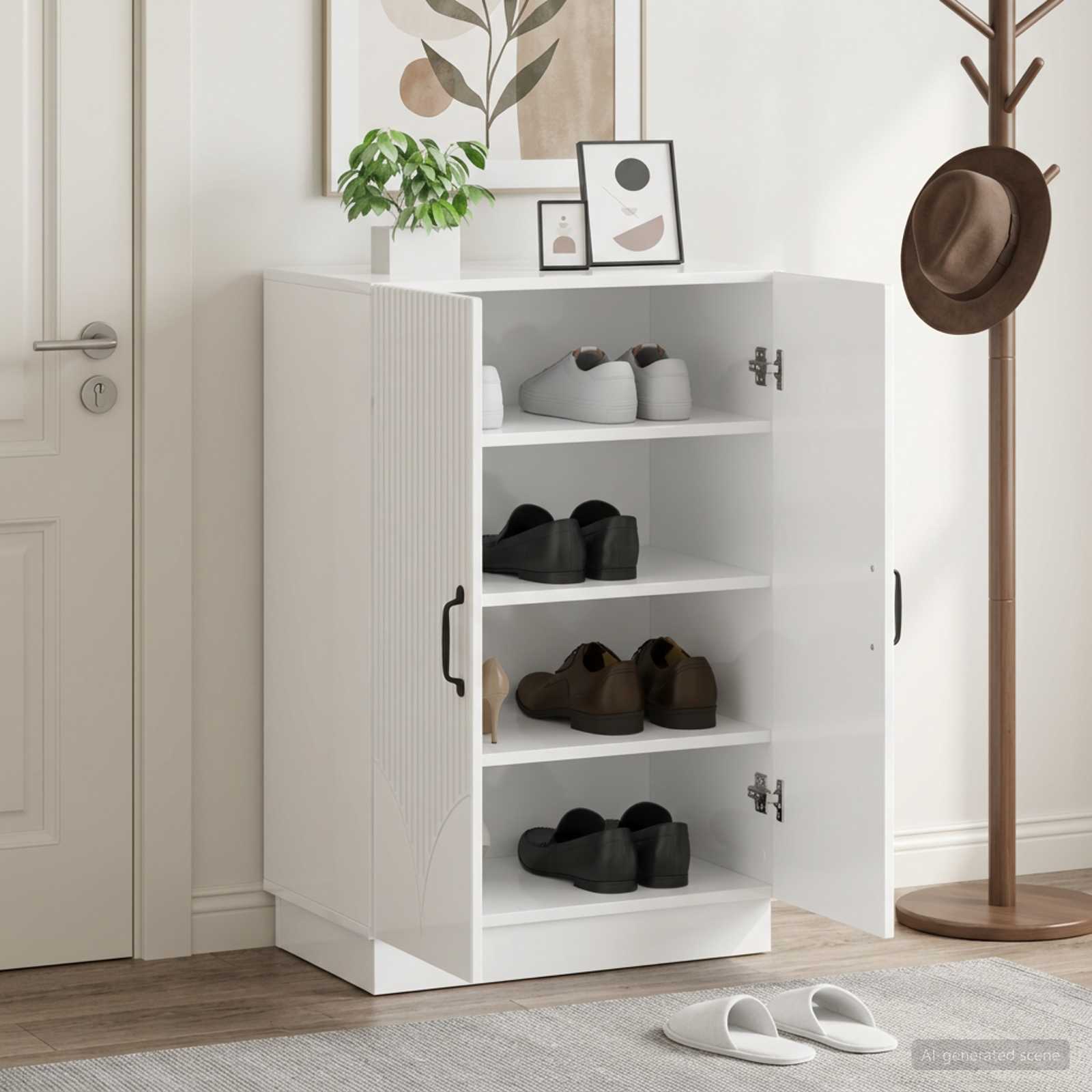 Mobile per scarpe HOORN 59,5 x 39,5 x 87 cm Bianco Lucido