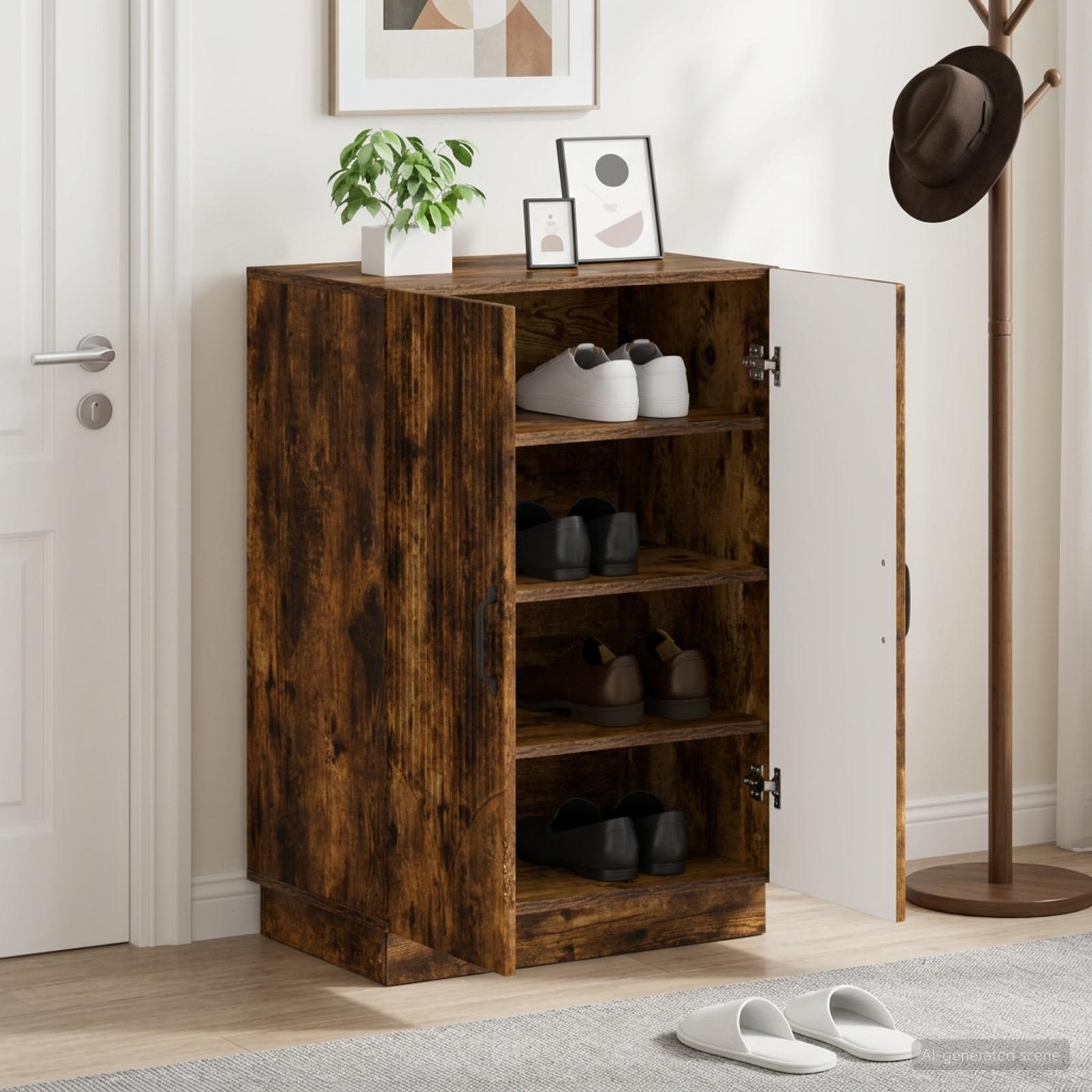 Mobile per scarpe HOORN 59,5 x 39,5 x 87 cm Rovere Fumo