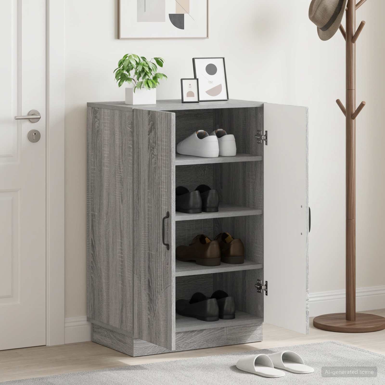 Mobile per scarpe HOORN 59,5 x 39,5 x 87 cm Sonoma grigio
