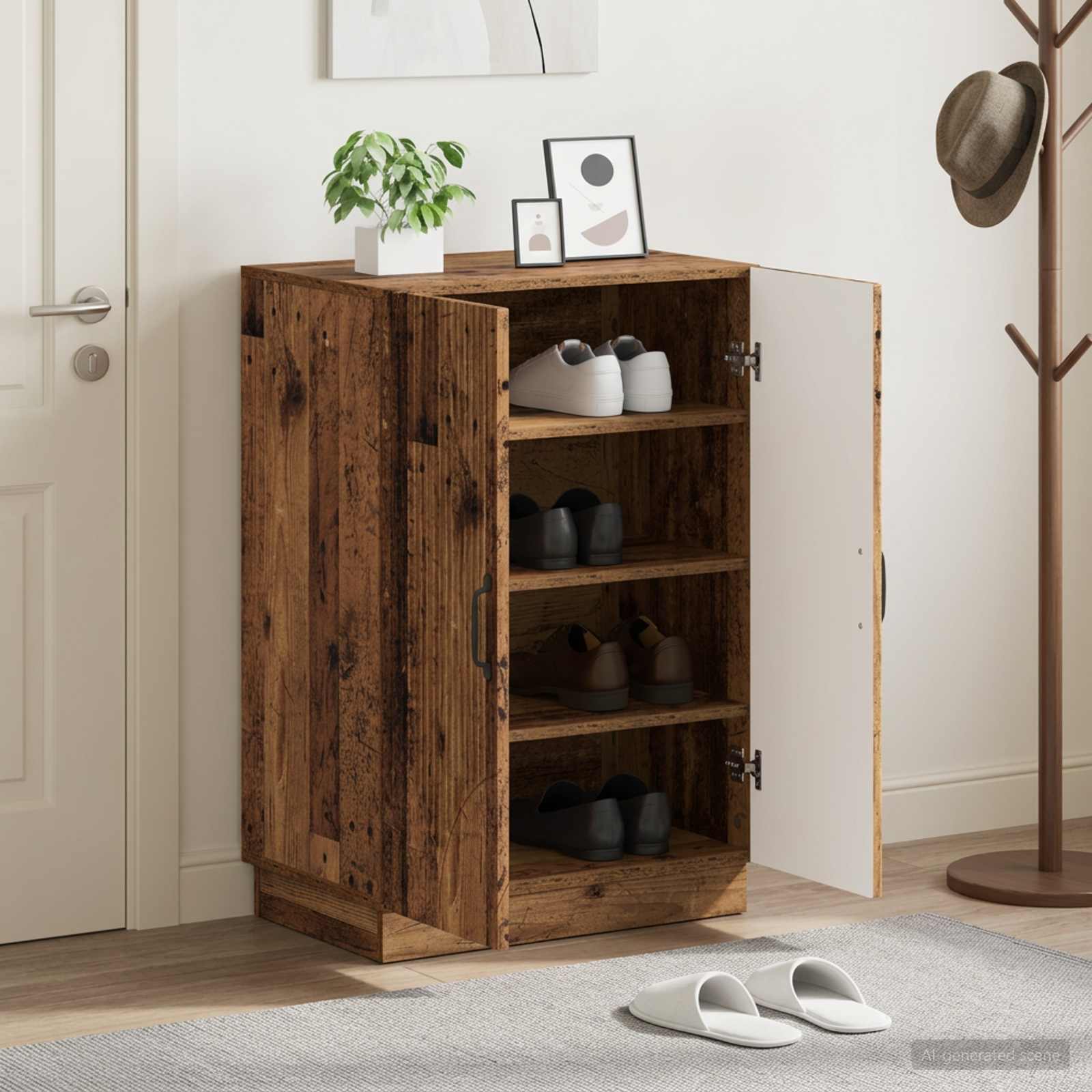 Mobile per scarpe HOORN 59,5 x 39,5 x 87 cm Legno antico