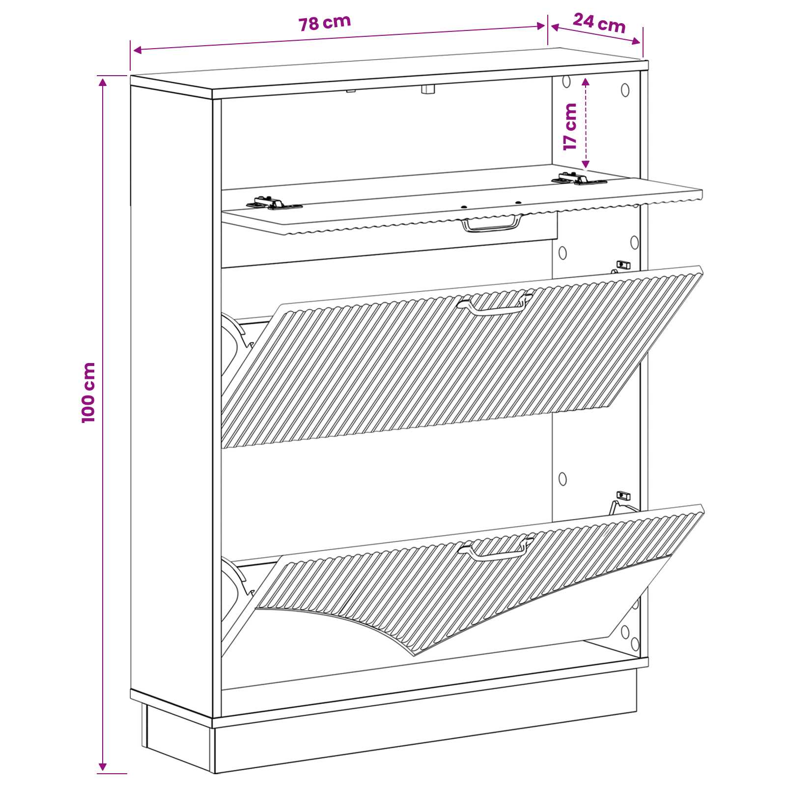 Mobile per scarpe HOORN 78 x 24 x 100 cm Legno ingegnerizzato