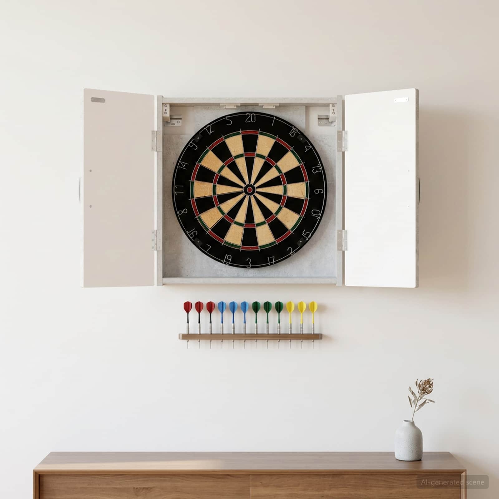 Armadio per Dartboard HOORN Grigio Cemento Legno ingegnerizzato