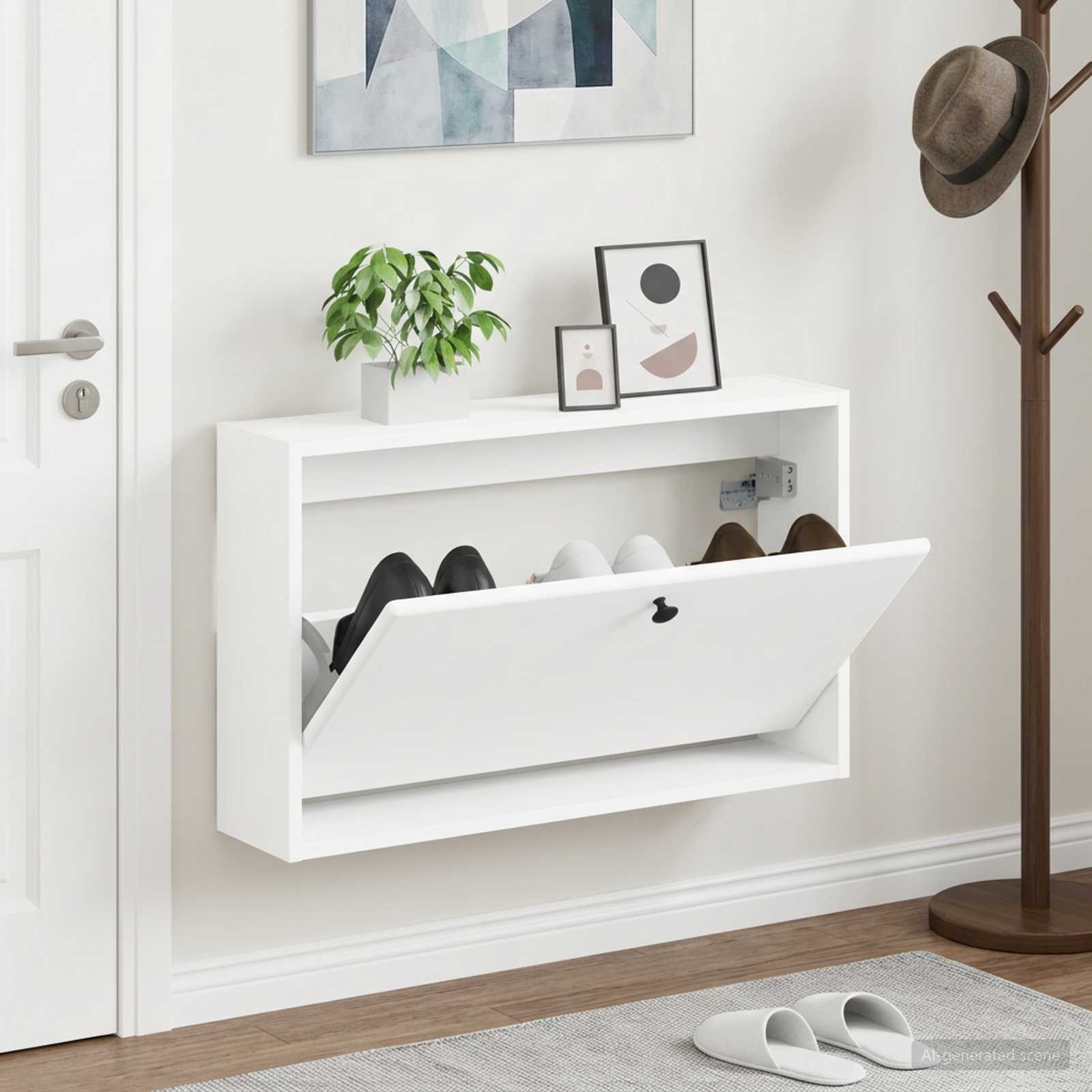 Mobiletto per Scarpe da Muro BREDA 71 x 17 x 43 cm Bianco