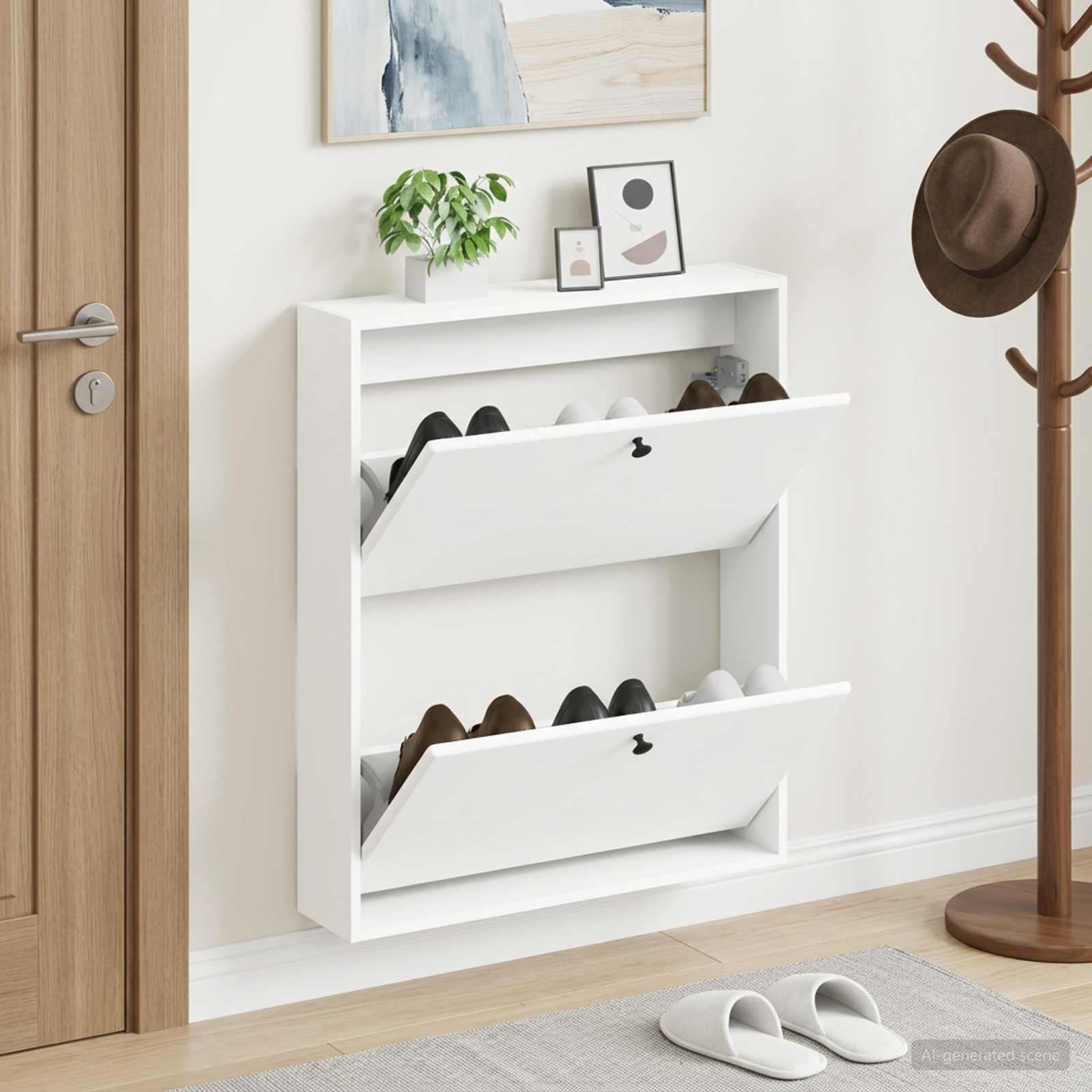 Mobiletto per Scarpe da Muro BREDA 71 x 17 x 86 cm Bianco