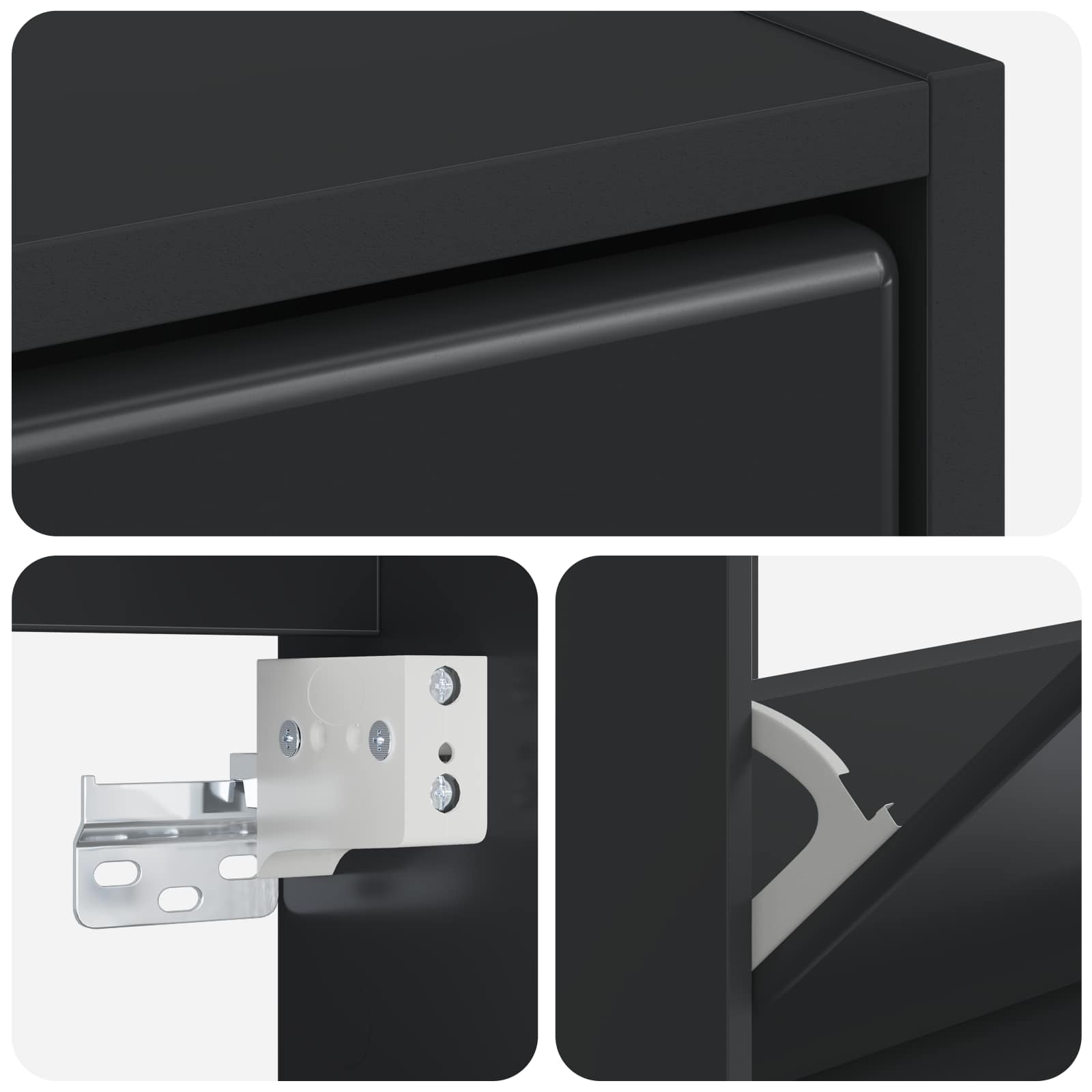 Mobiletto per Scarpe da Muro BREDA 71 x 17 x 86 cm Nero