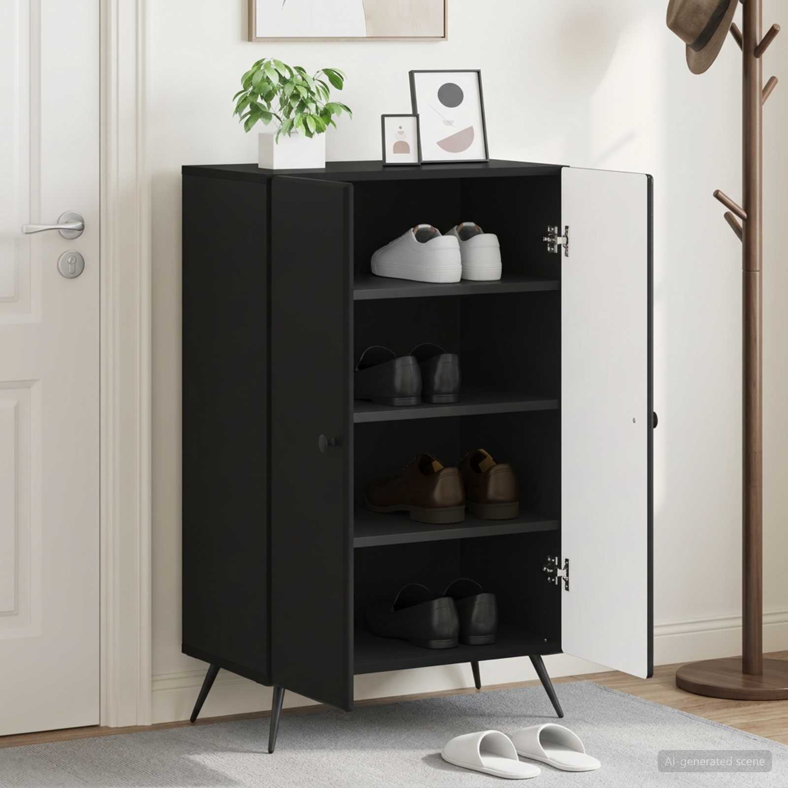 Mobile per scarpe BREDA 59,5 x 39,5 x 90 cm Nero
