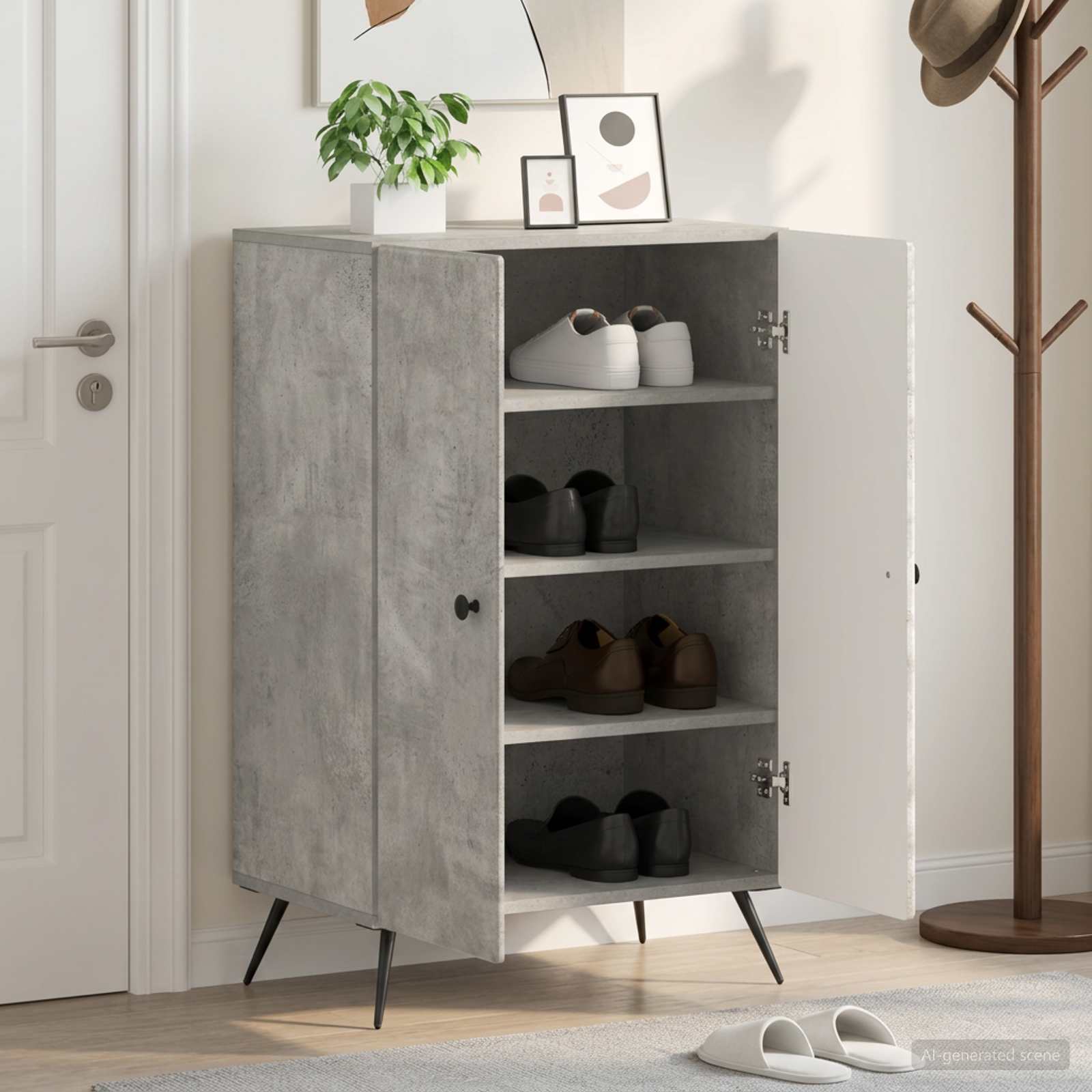 Mobile per scarpe BREDA 59,5 x 39,5 x 90 cm Grigio Cemento