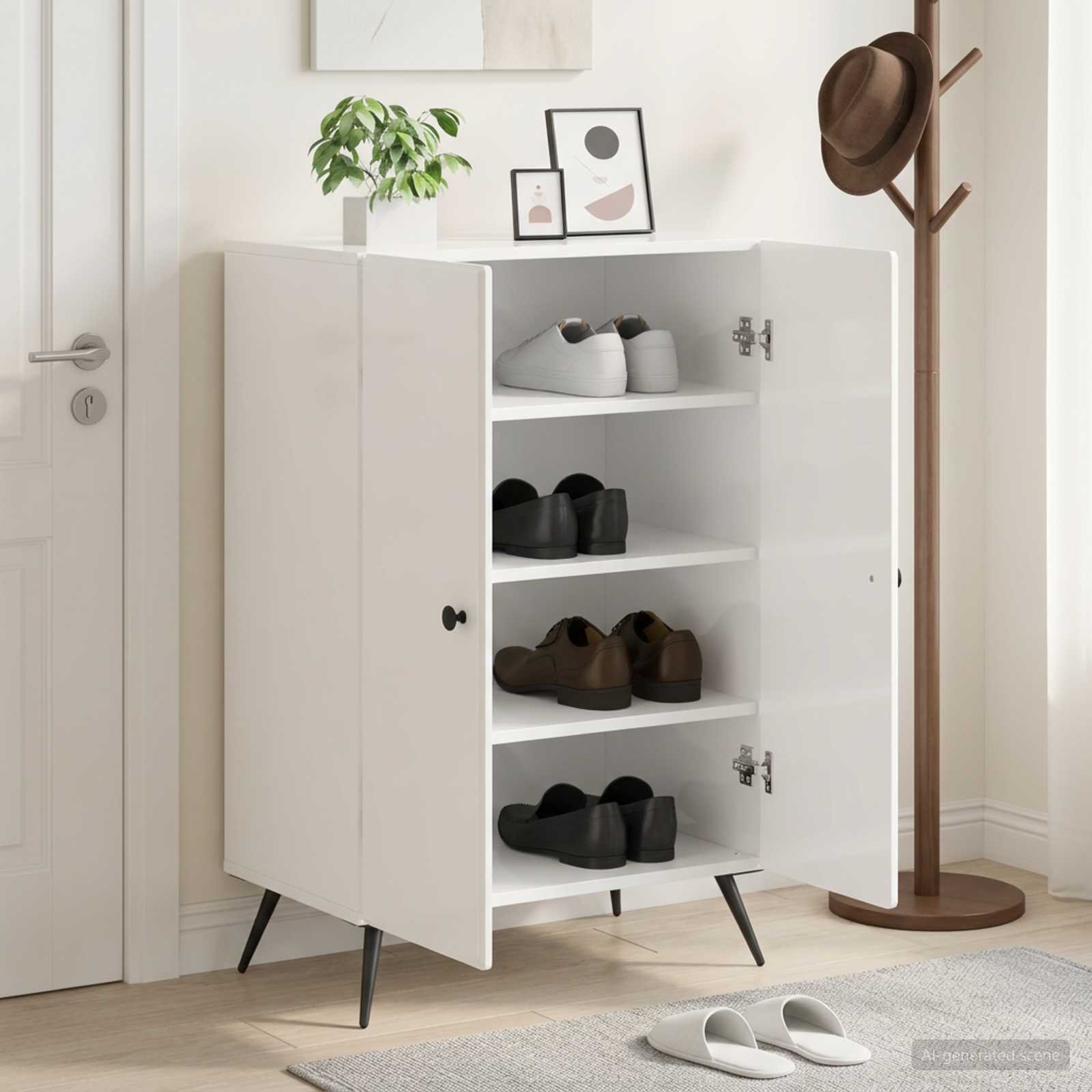 Mobile per scarpe BREDA 59,5 x 39,5 x 90 cm Bianco Lucido