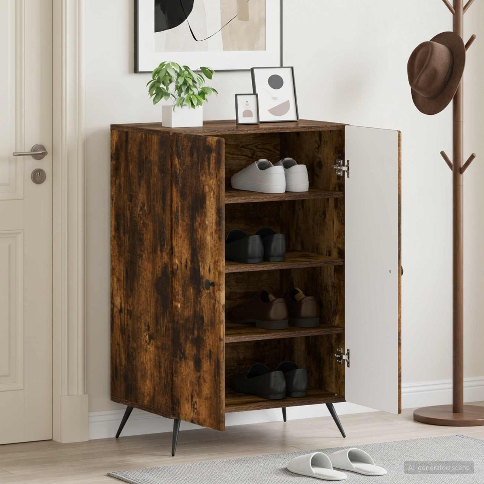 Mobile per scarpe BREDA 59,5 x 39,5 x 90 cm Rovere Fumo