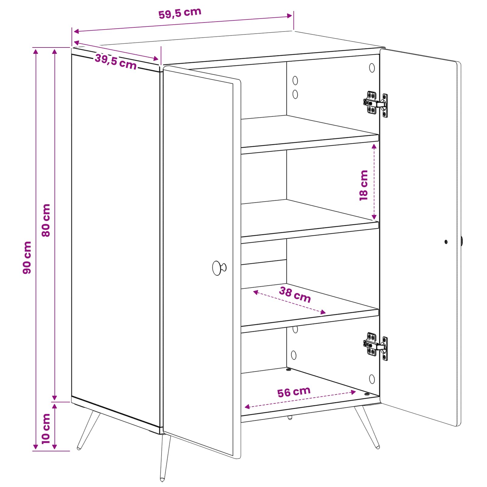 Mobile per scarpe BREDA 59,5 x 39,5 x 90 cm Rovere Fumo
