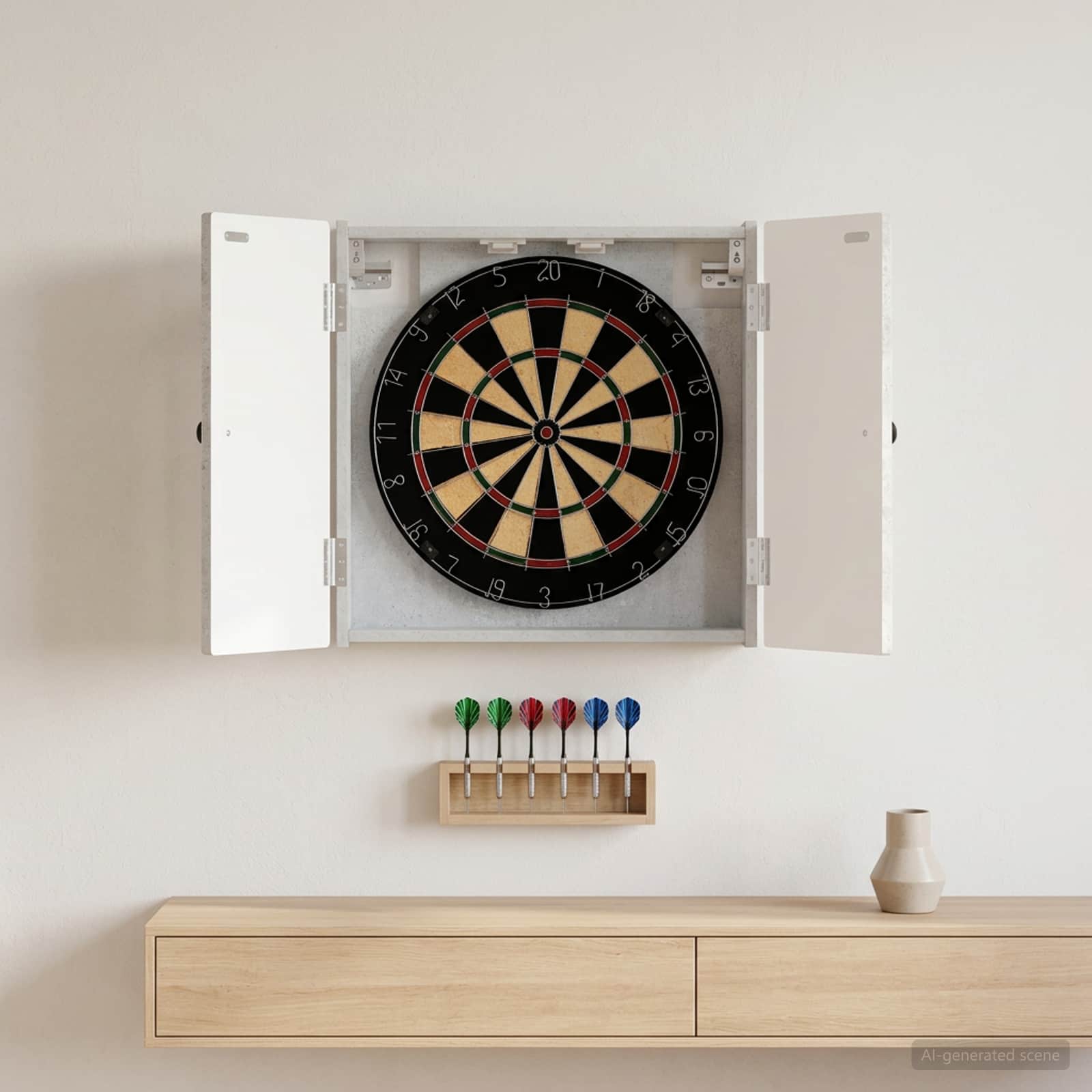 Armadio per Dartboard BREDA Grigio Cemento Legno ingegnerizzato