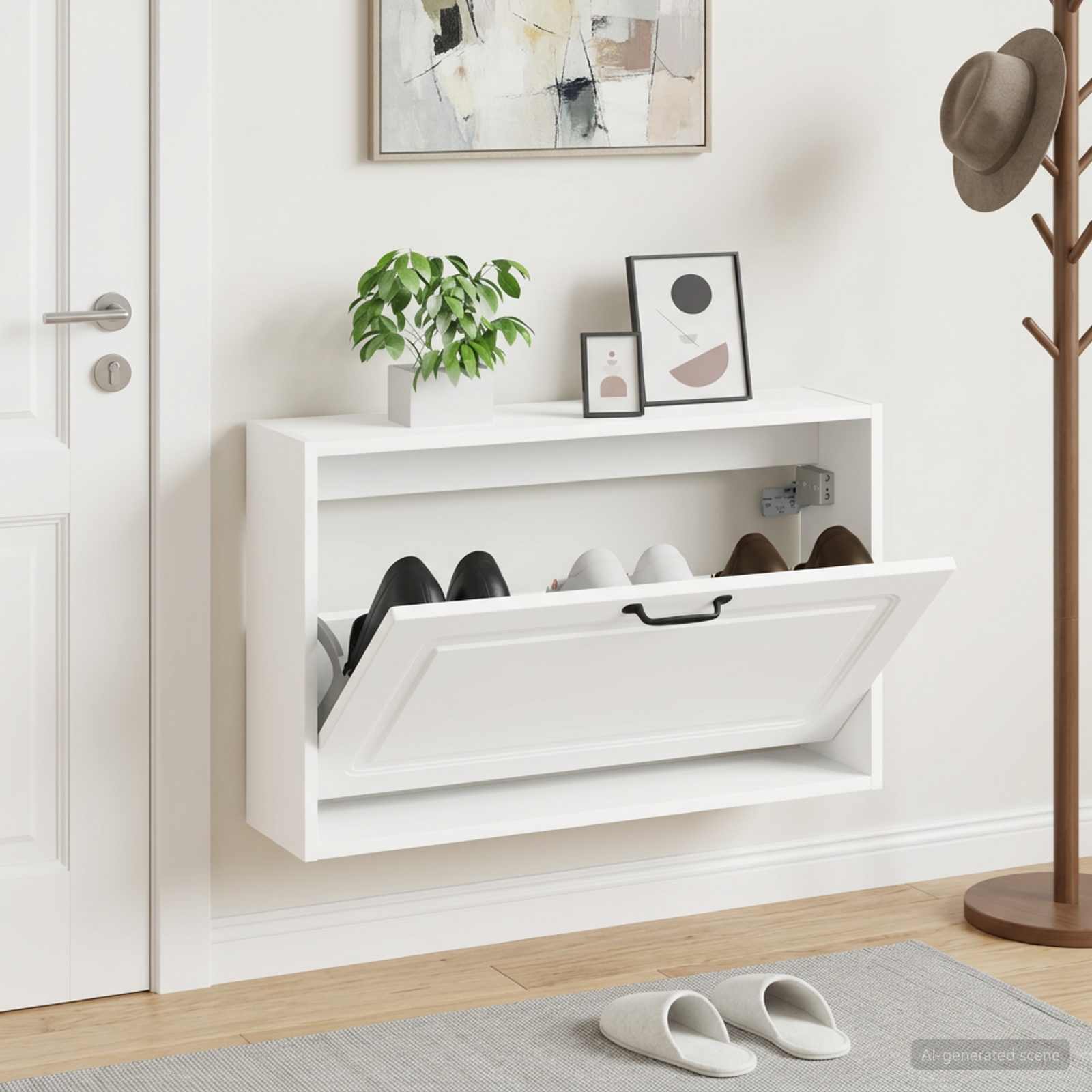Mobiletto per Scarpe da Muro UTRECHT 71 x 17 x 43 cm Bianco