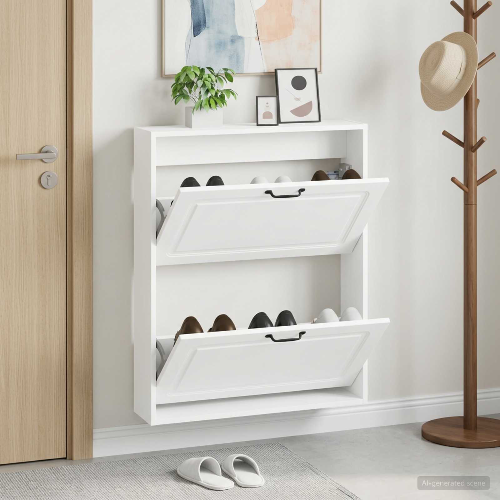 Mobiletto per Scarpe da Muro UTRECHT 71 x 17 x 86 cm Bianco