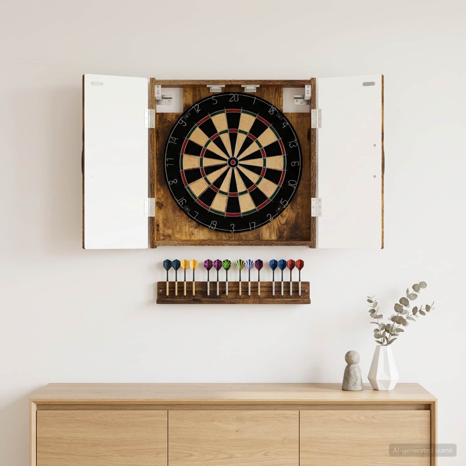 Armadio per Dartboard UTRECHT Rovere Fumo 52,5 x 10,5 x 53,5 cm